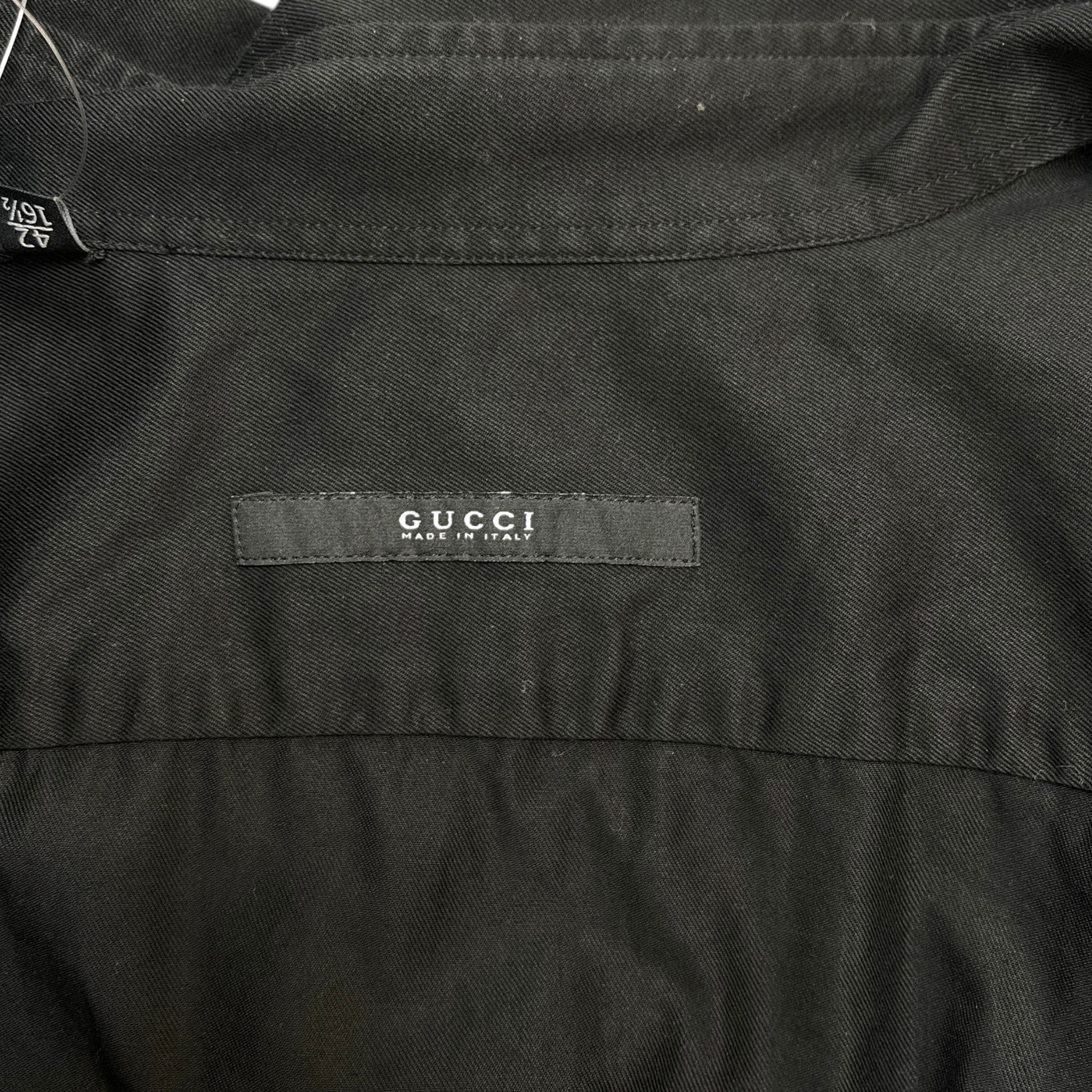 Men's Embroidered Logo Long Sleeve Shirt Black Size L