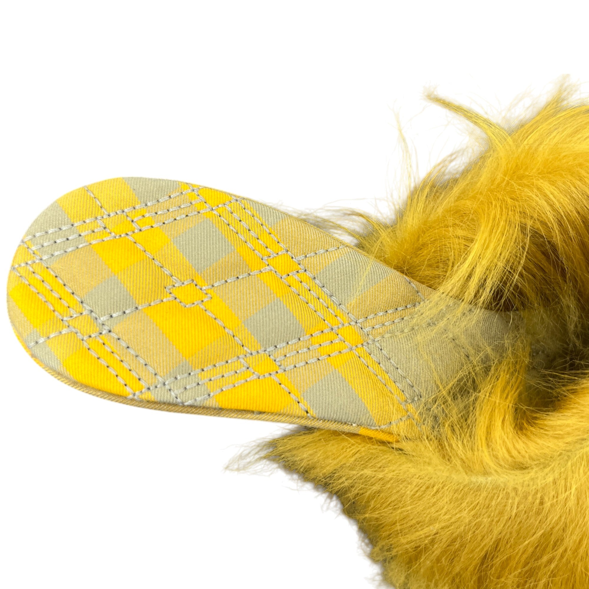 Women's Check Furry Heels Yellow Size EU 37 / UK 4