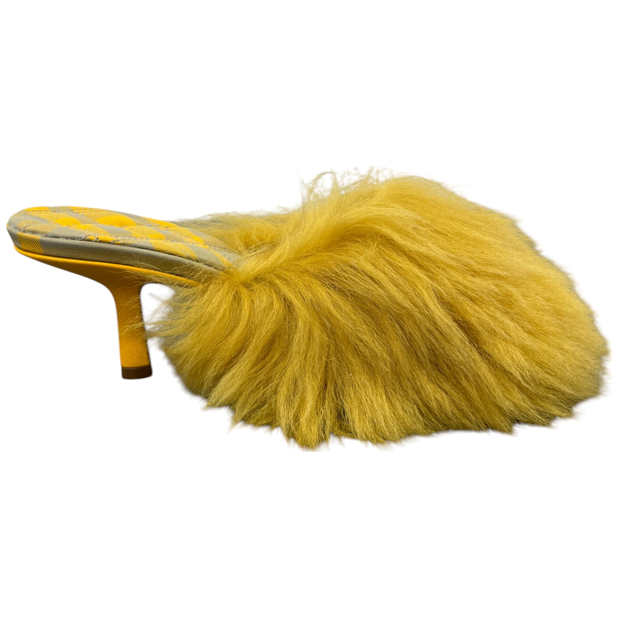 Women's Check Furry Heels Yellow Size EU 37 / UK 4