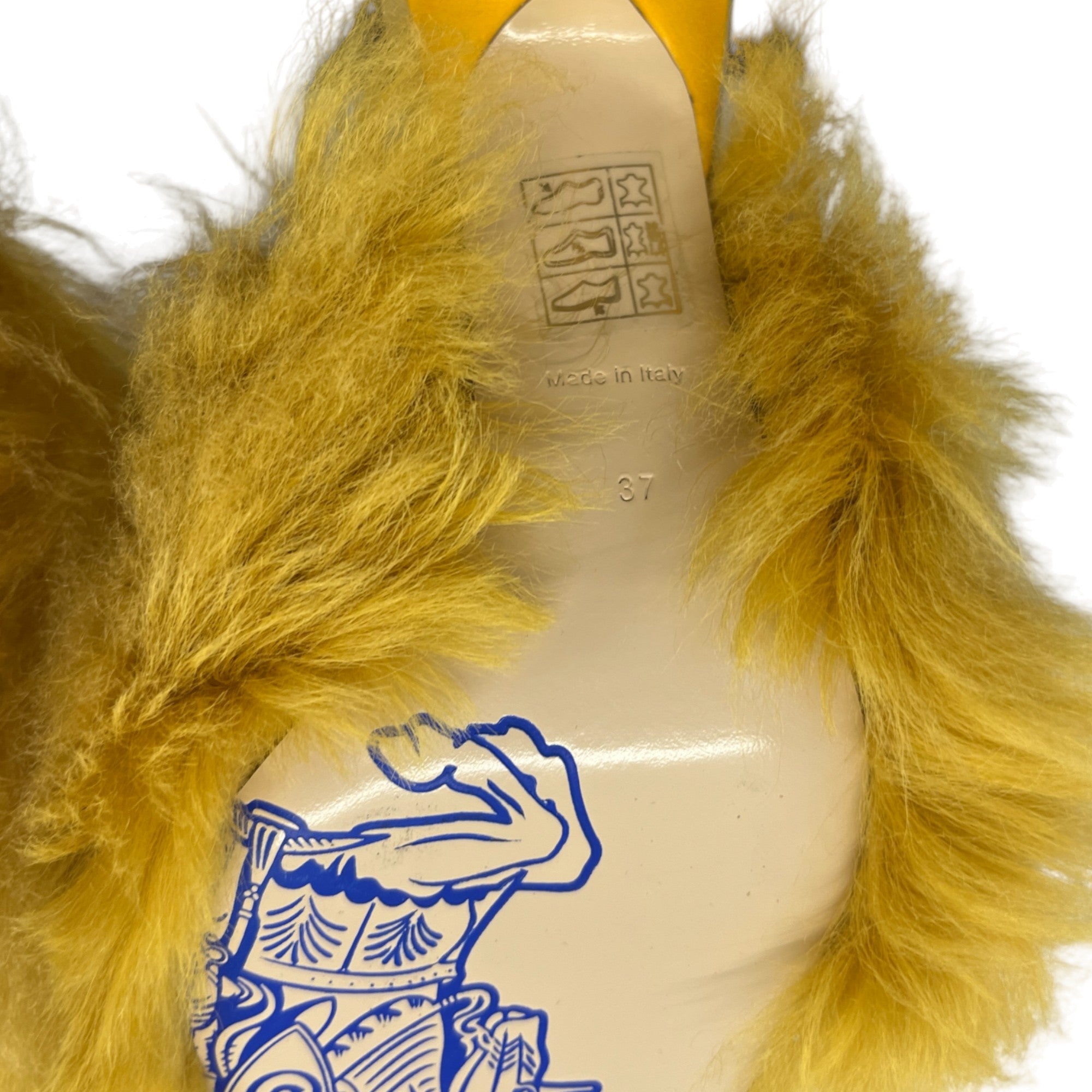 Women's Check Furry Heels Yellow Size EU 37 / UK 4