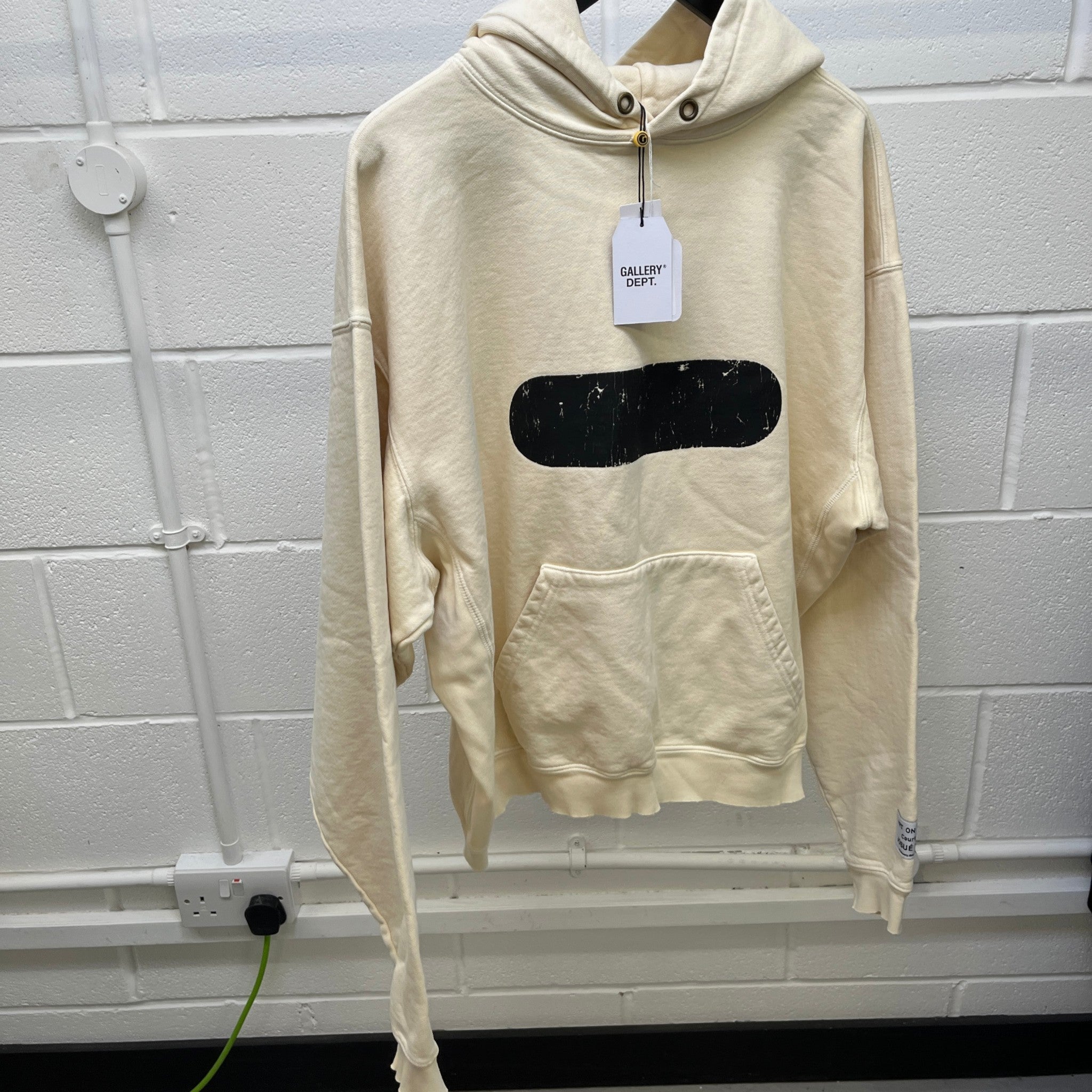 Men's Logo Patch Hoodie Cream Size S