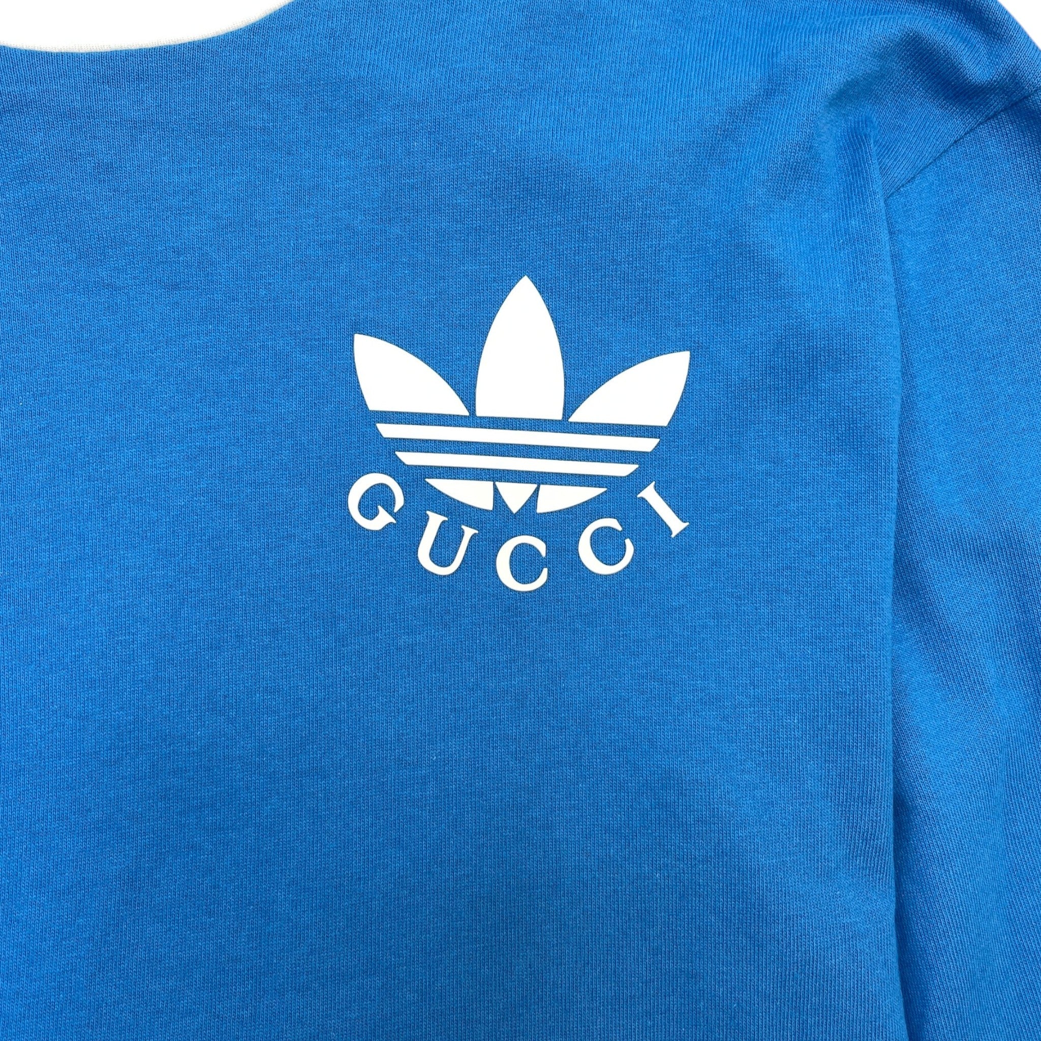 Men's X Adidas Trefoil Print Long Sleeve T-Shirt Blue Size XS