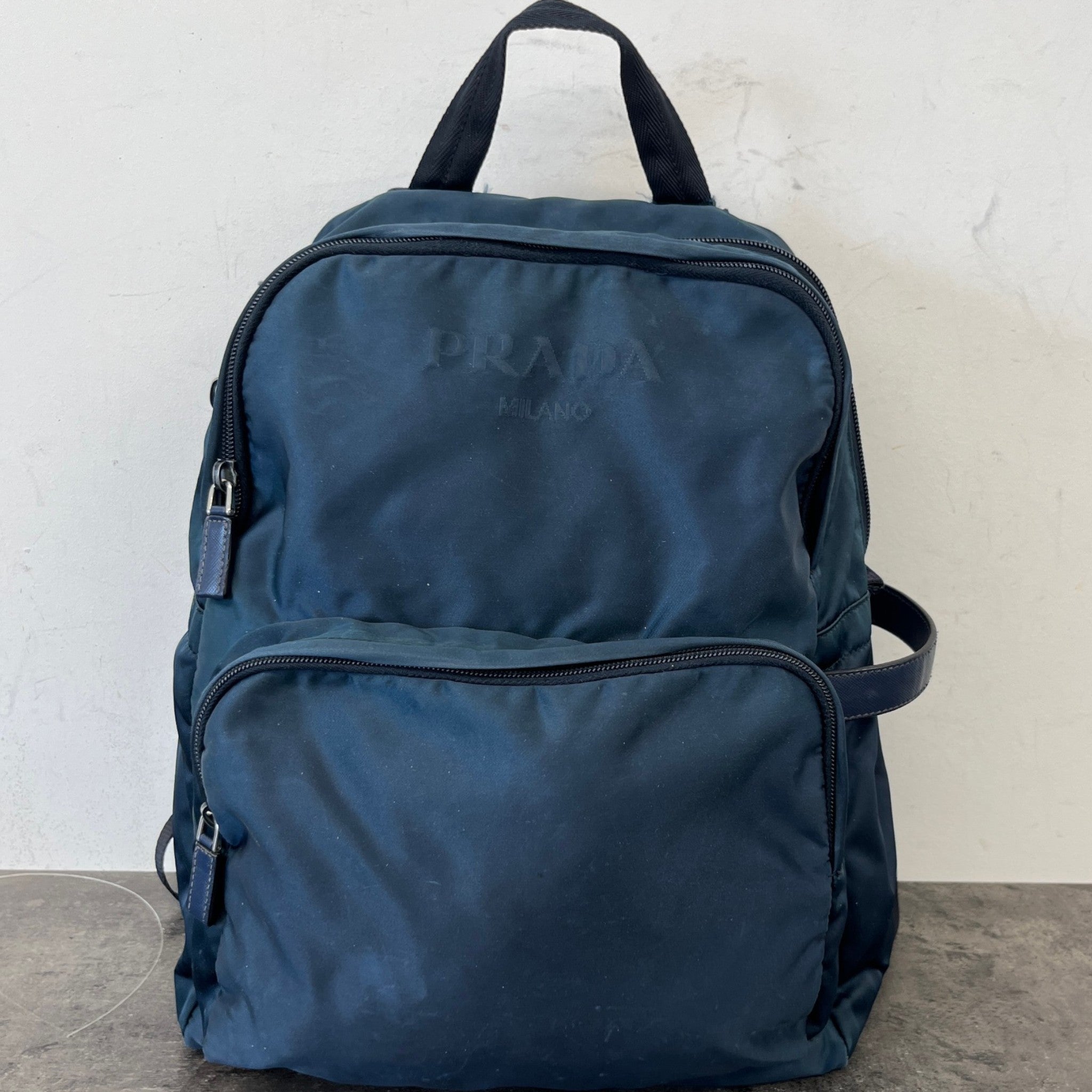 Men's Re Nylon Plaque Logo Backpack Navy