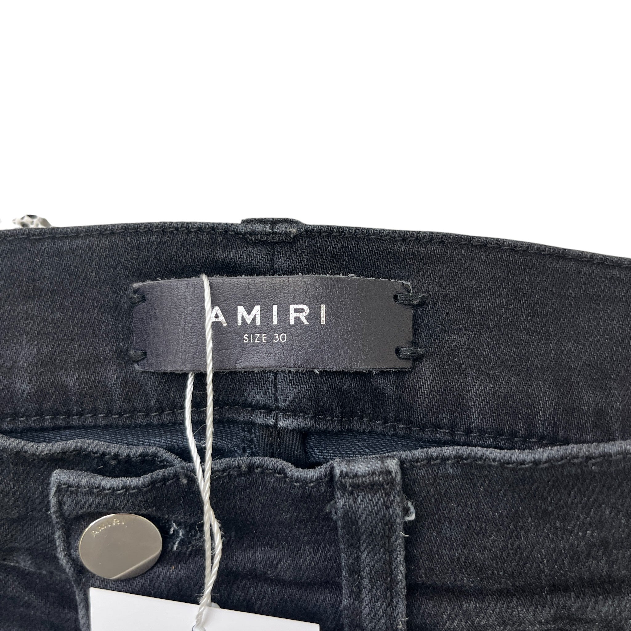 Men's Embroidered Logo Distressed Jeans Black Size Waist 30"