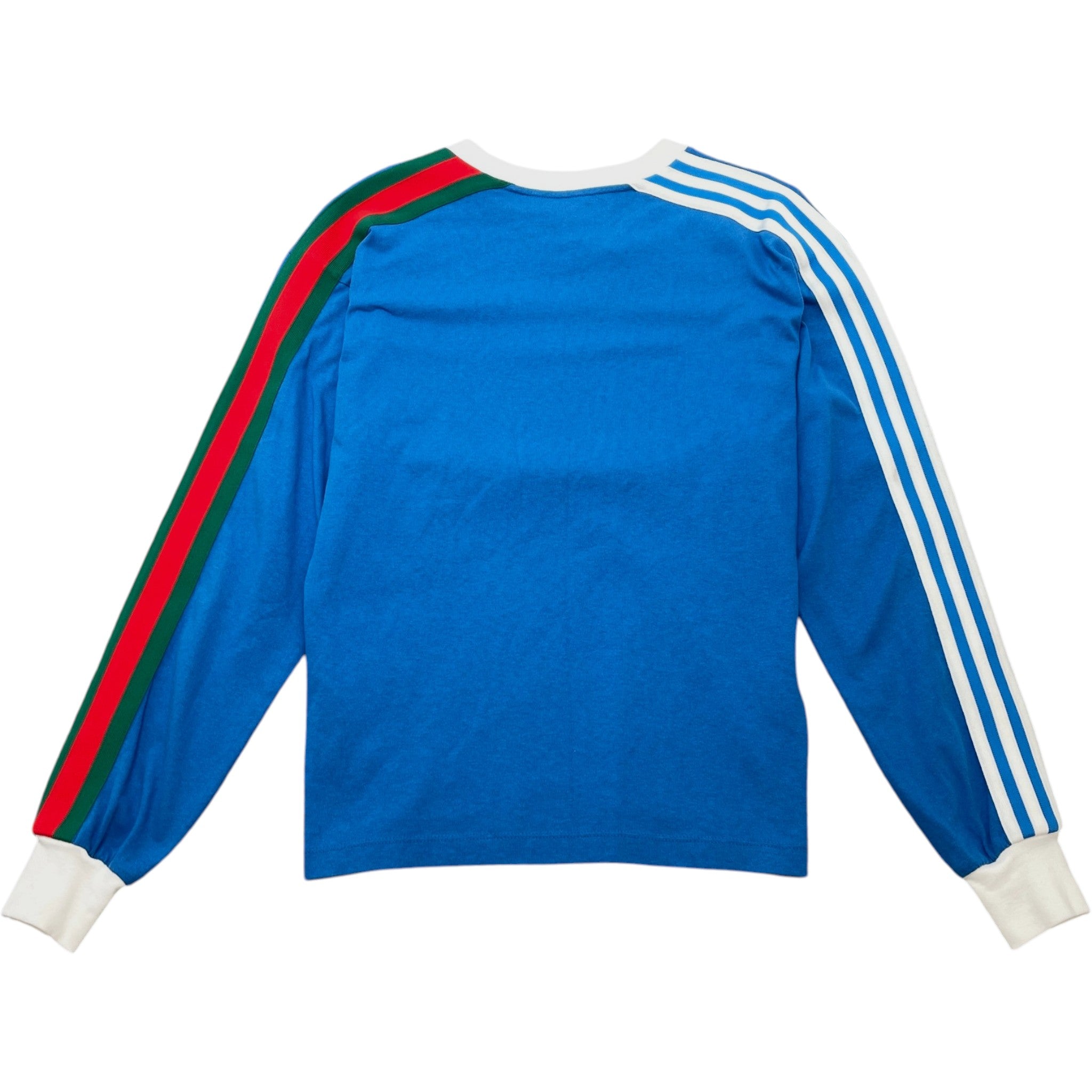 Men's X Adidas Trefoil Print Long Sleeve T-Shirt Blue Size XS