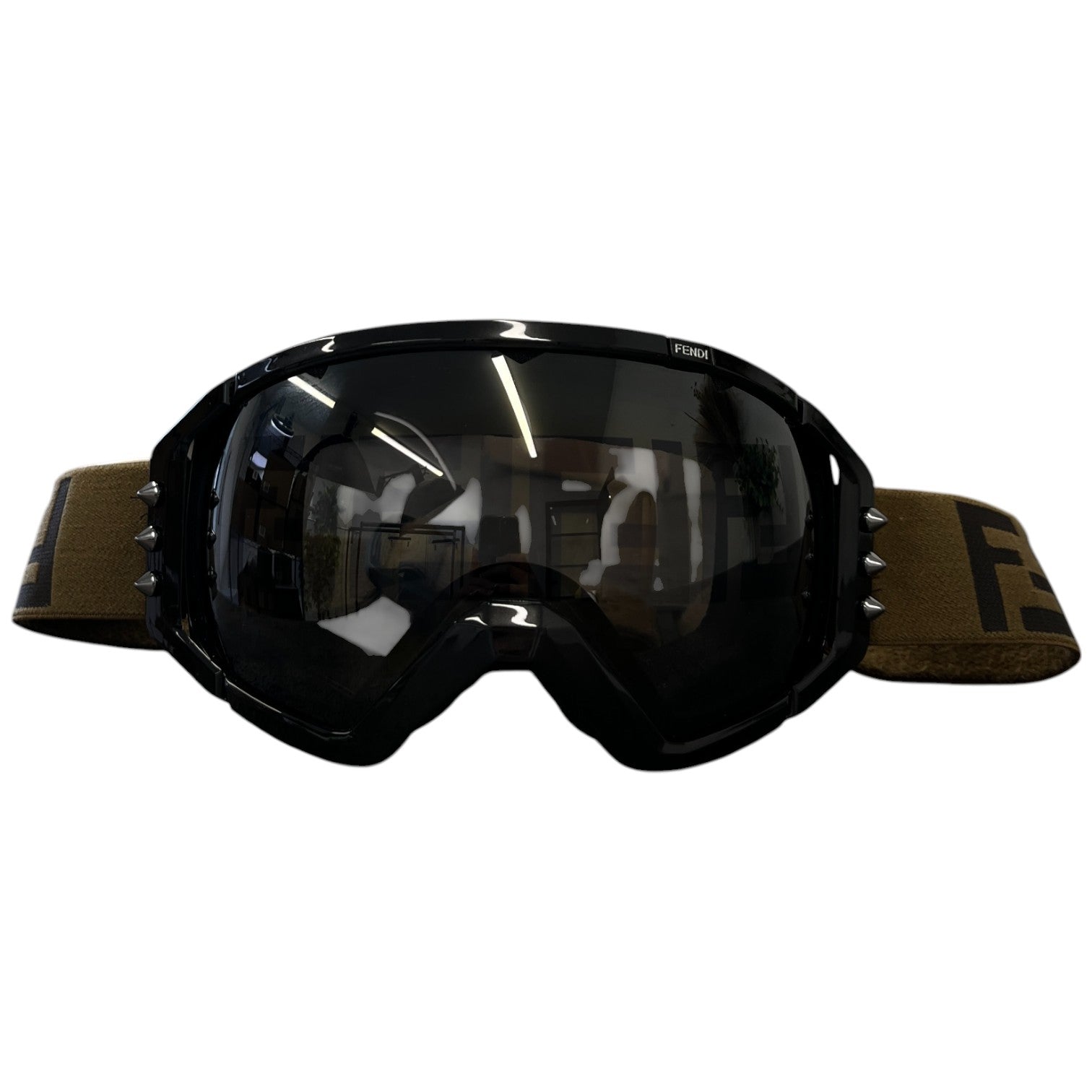 Men's Fendirama Studded Ff-Jacquard Ski Glasses Brown