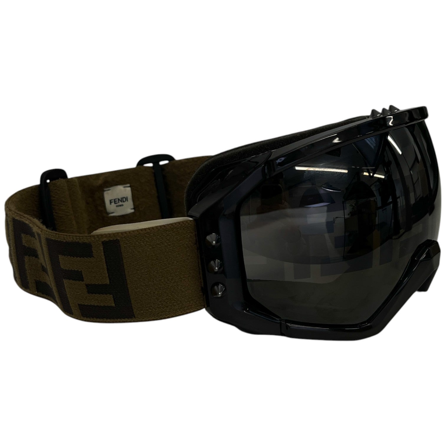 Men's Fendirama Studded Ff-Jacquard Ski Glasses Brown