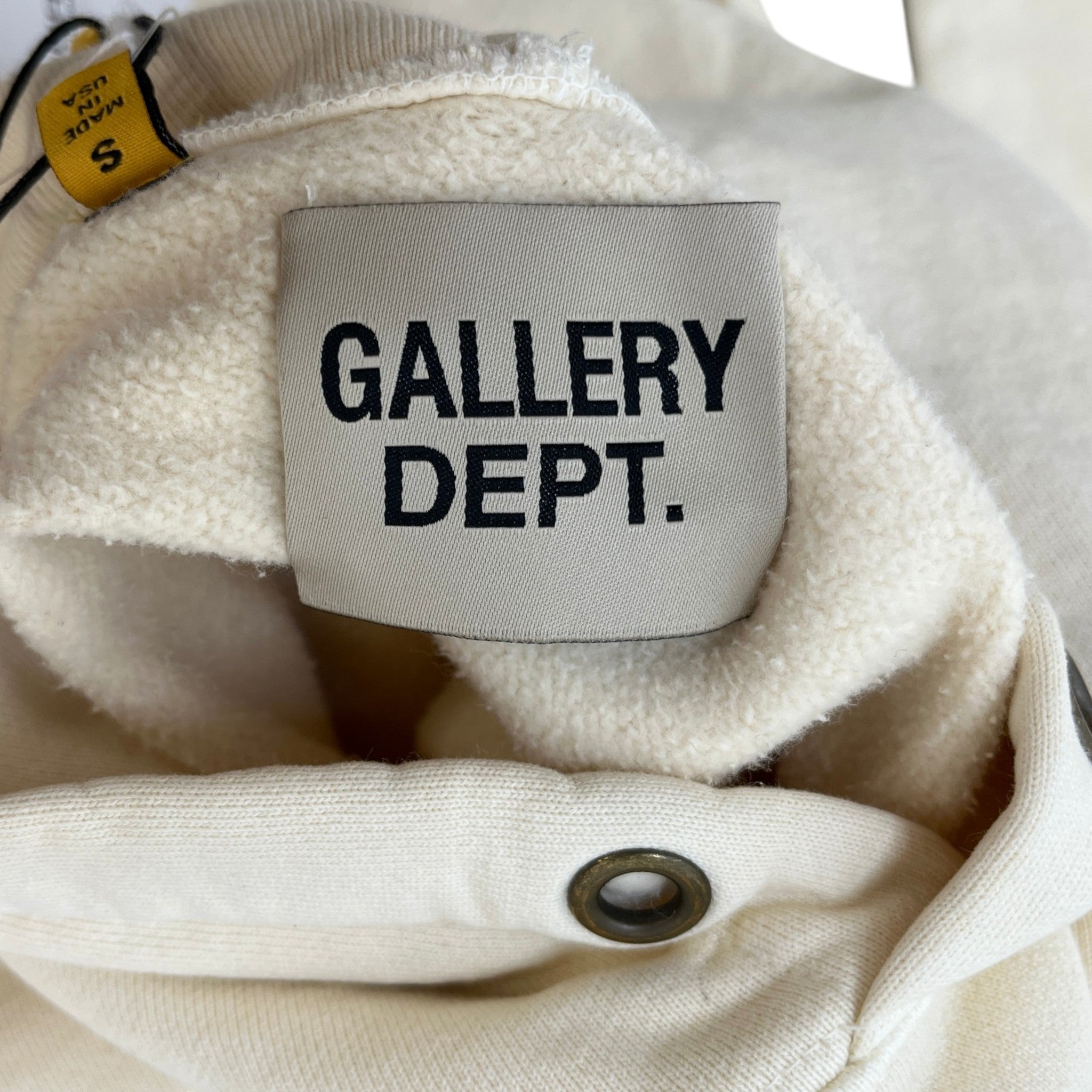 Men's Logo Patch Hoodie Cream Size S