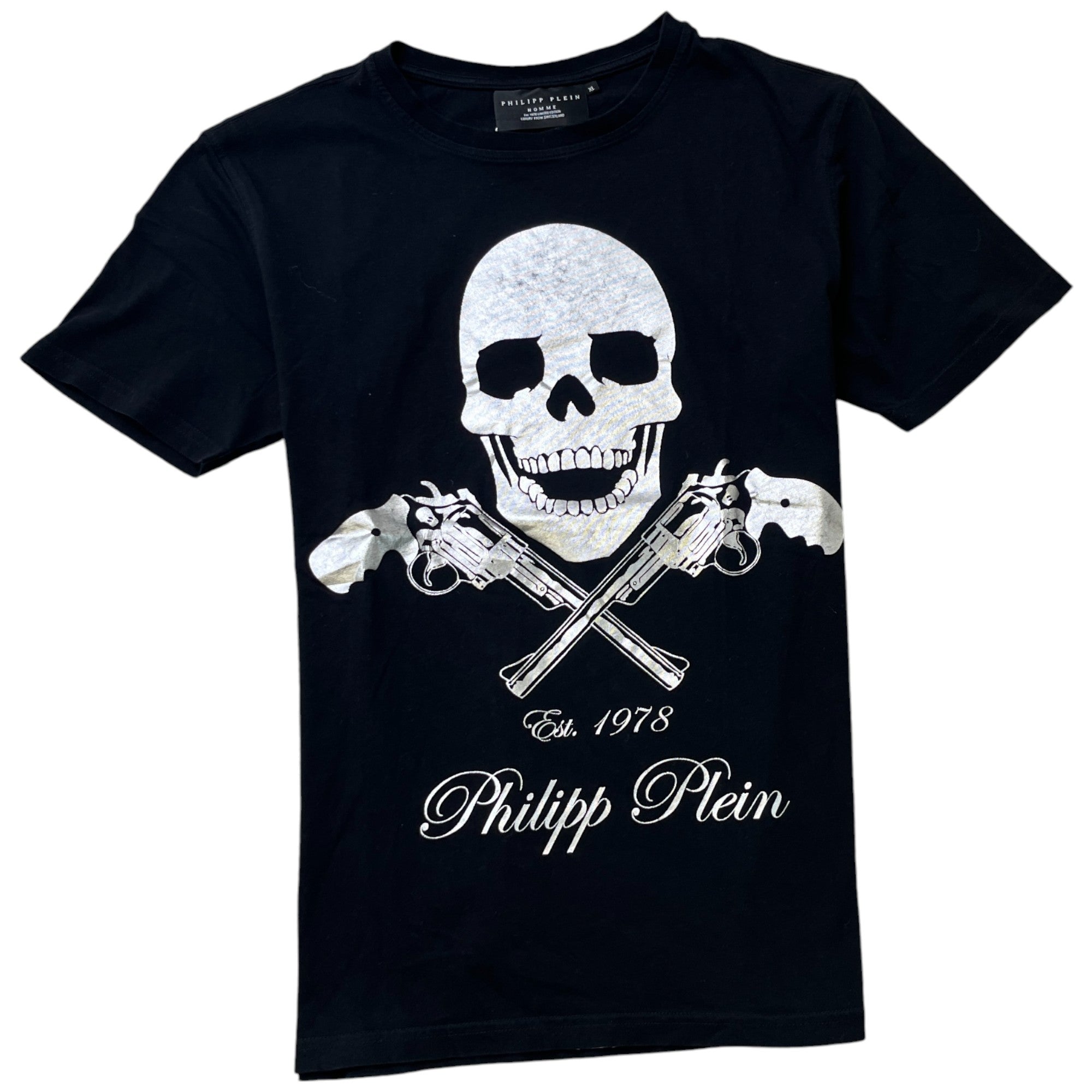 Men's Skull Print T-Shirt Black Size XL