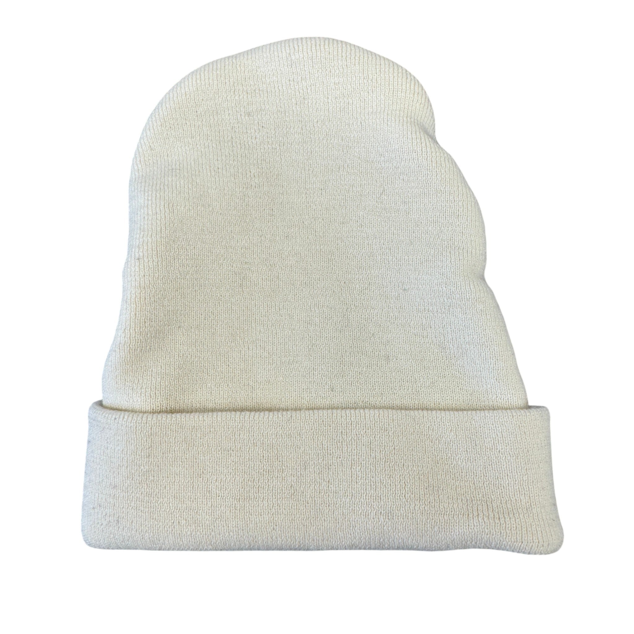 Men's Logo Embossed Beanie Hat Cream