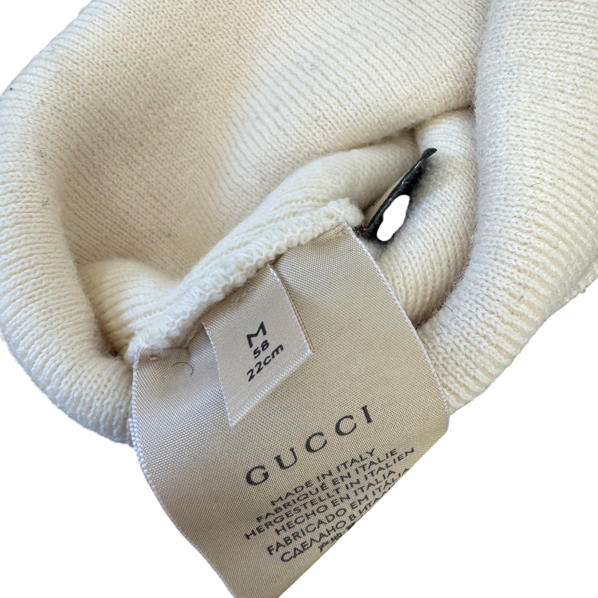 Men's Logo Embossed Beanie Hat Cream