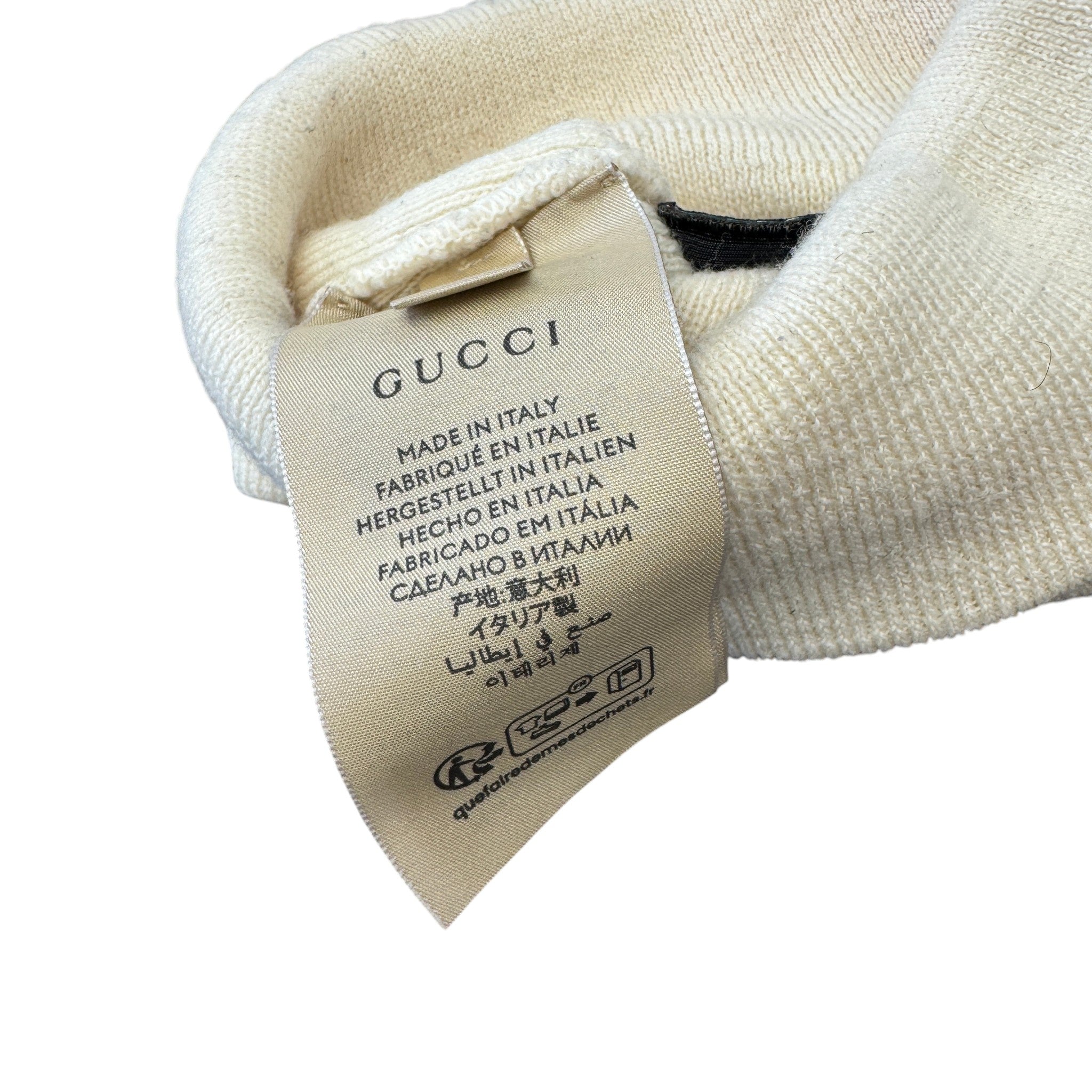 Men's Logo Embossed Beanie Hat Cream
