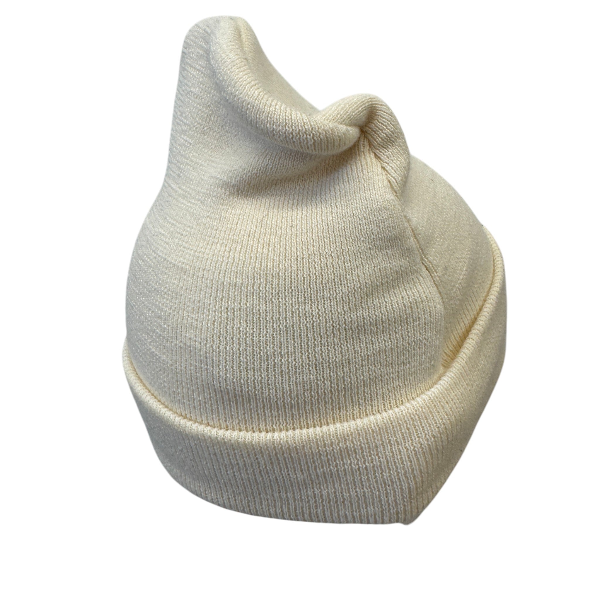 Men's Logo Embossed Beanie Hat Cream