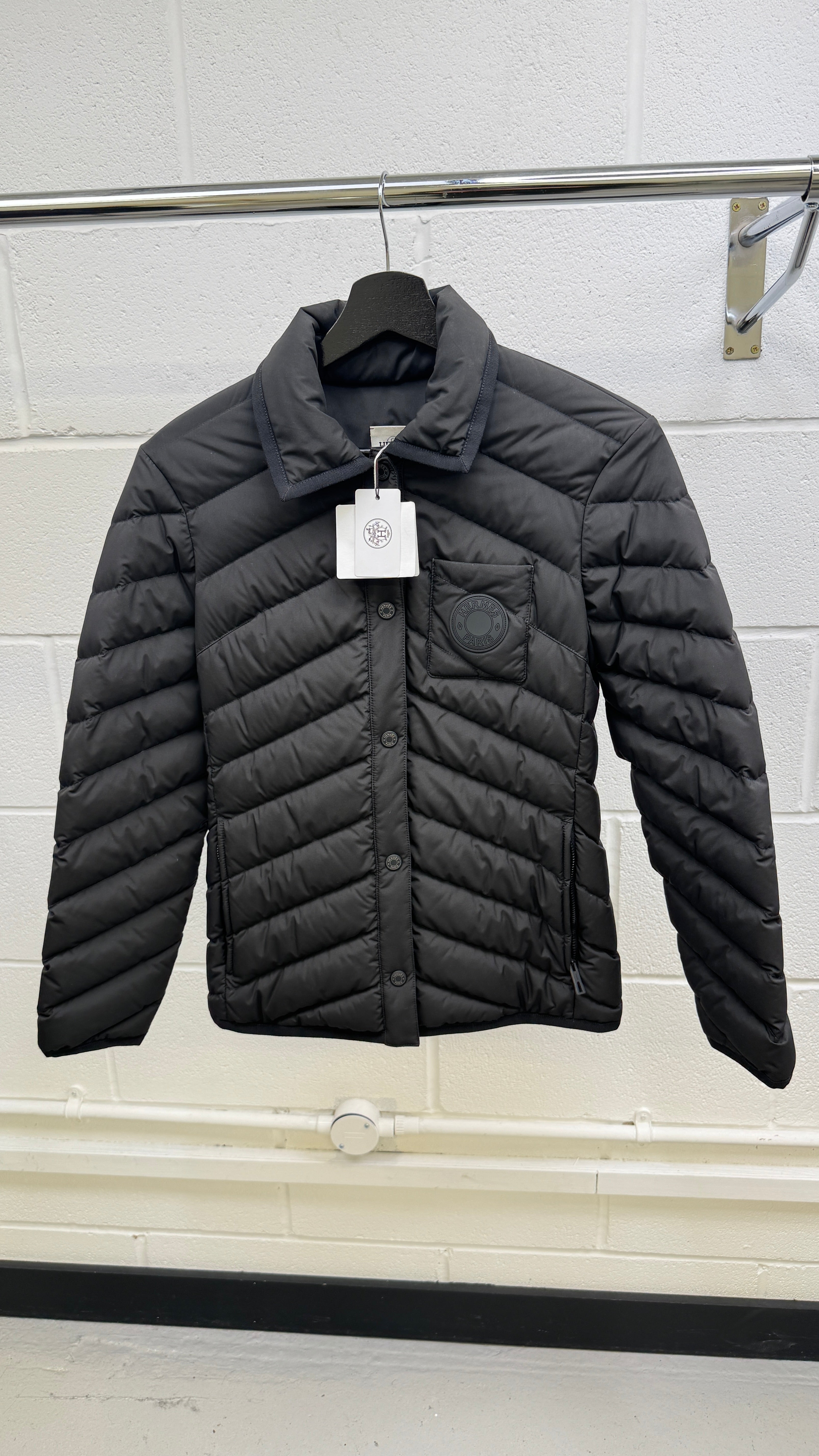 Women's Quilted Plaque Logo Jacket Black Size IT 38 / UK 6