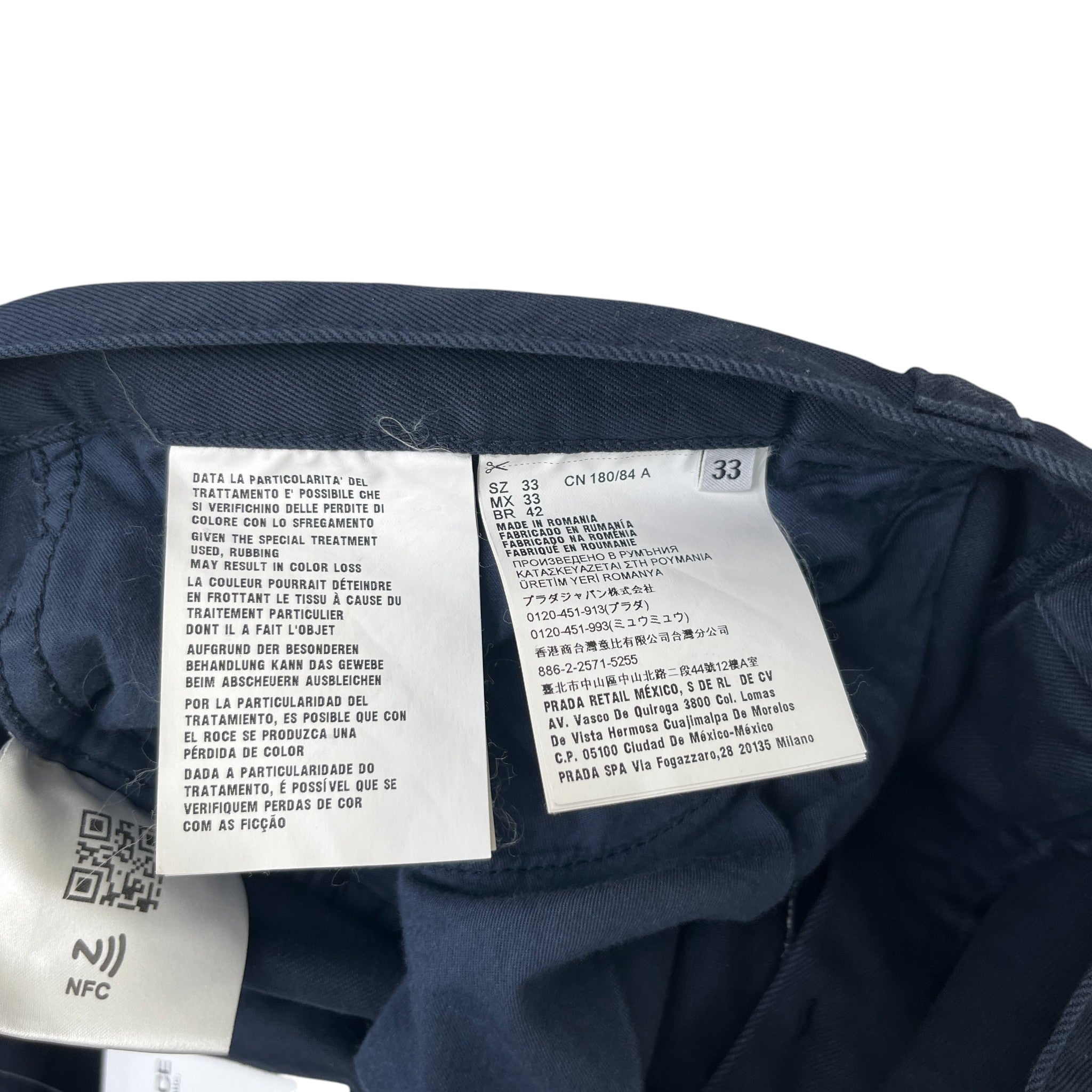 Men's Embroidered Logo Trousers Navy Size Waist 33"