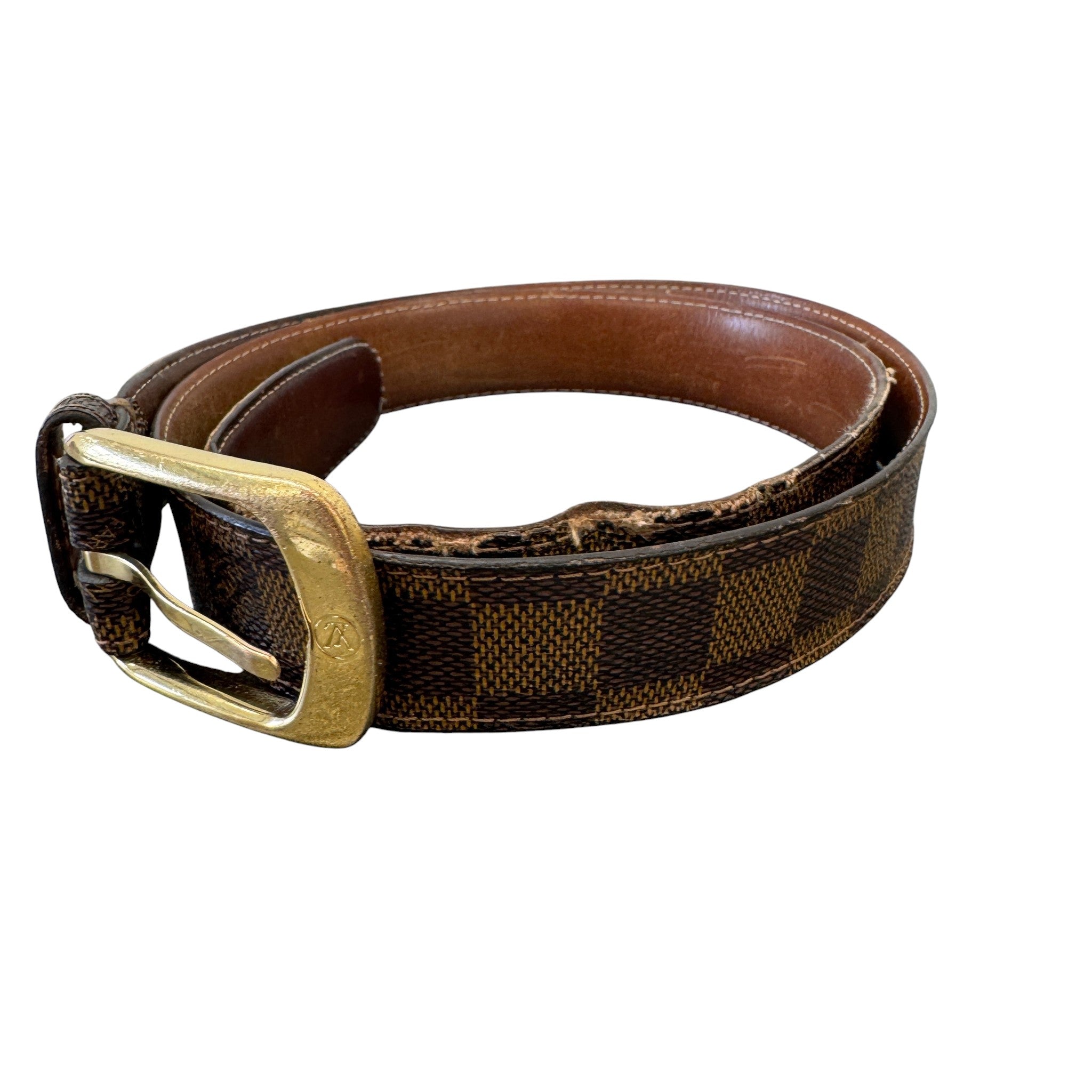 Men's Damier Ebene Belt Brown Size 95cm / UK 14