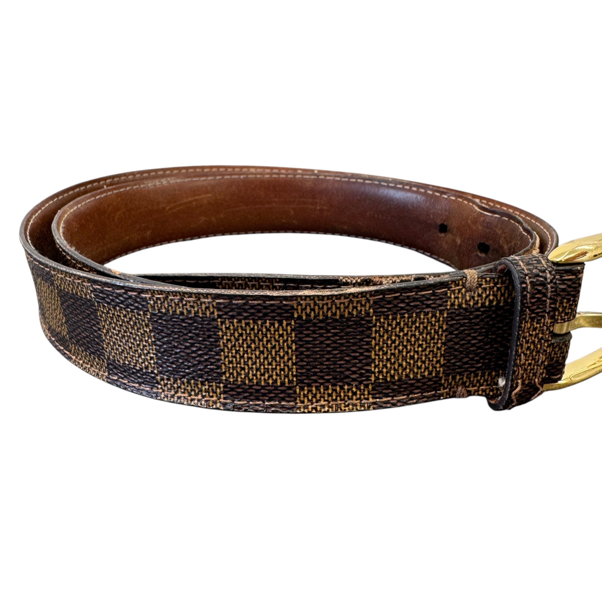Men's Damier Ebene Belt Brown Size 95cm / UK 14
