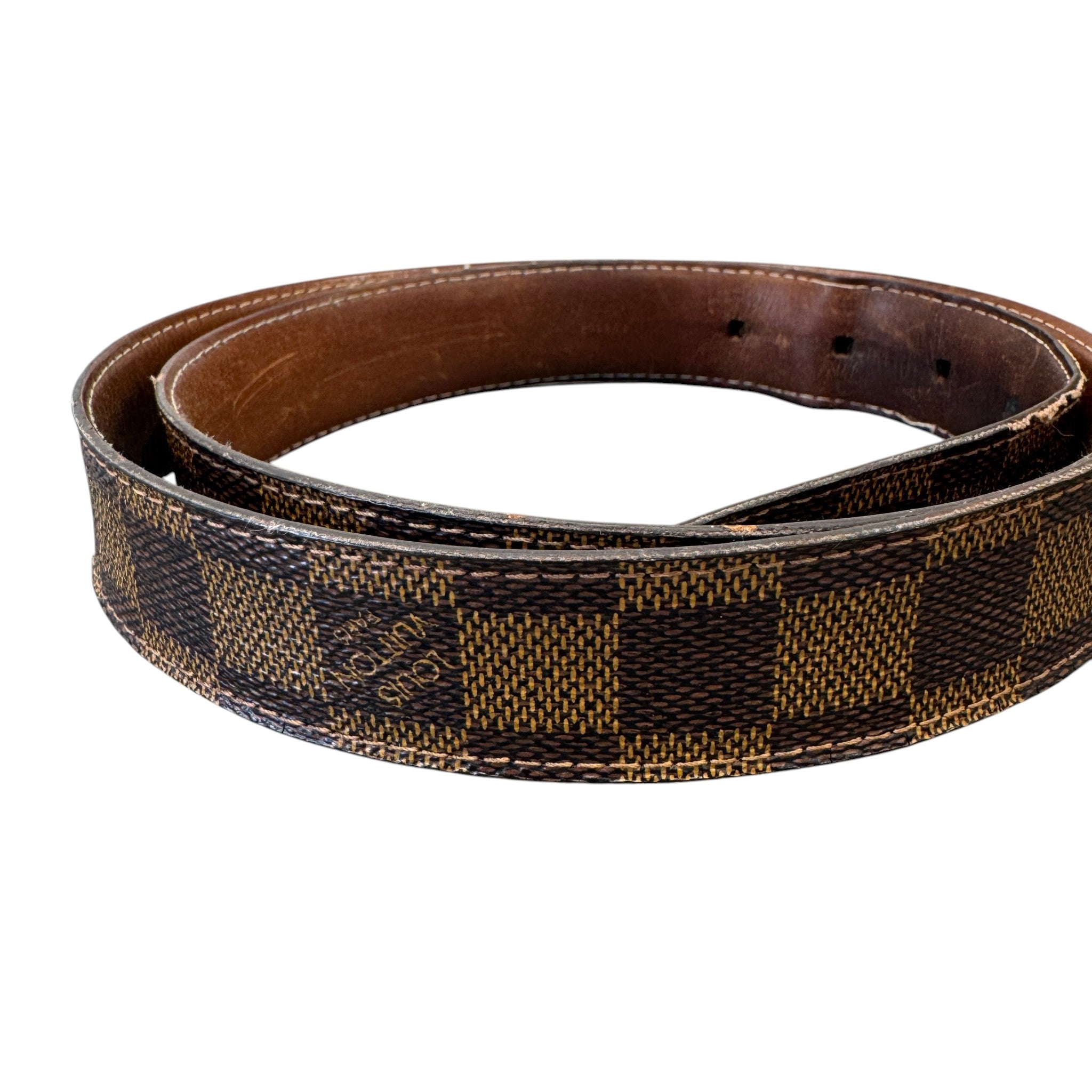 Men's Damier Ebene Belt Brown Size 95cm / UK 14