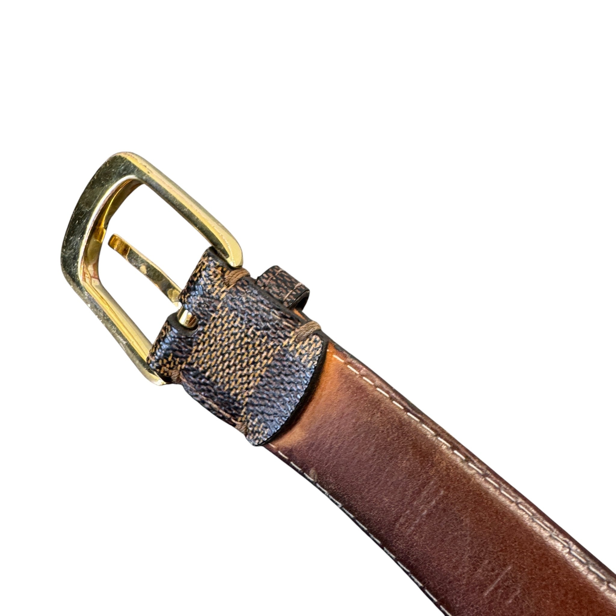 Men's Damier Ebene Belt Brown Size 95cm / UK 14