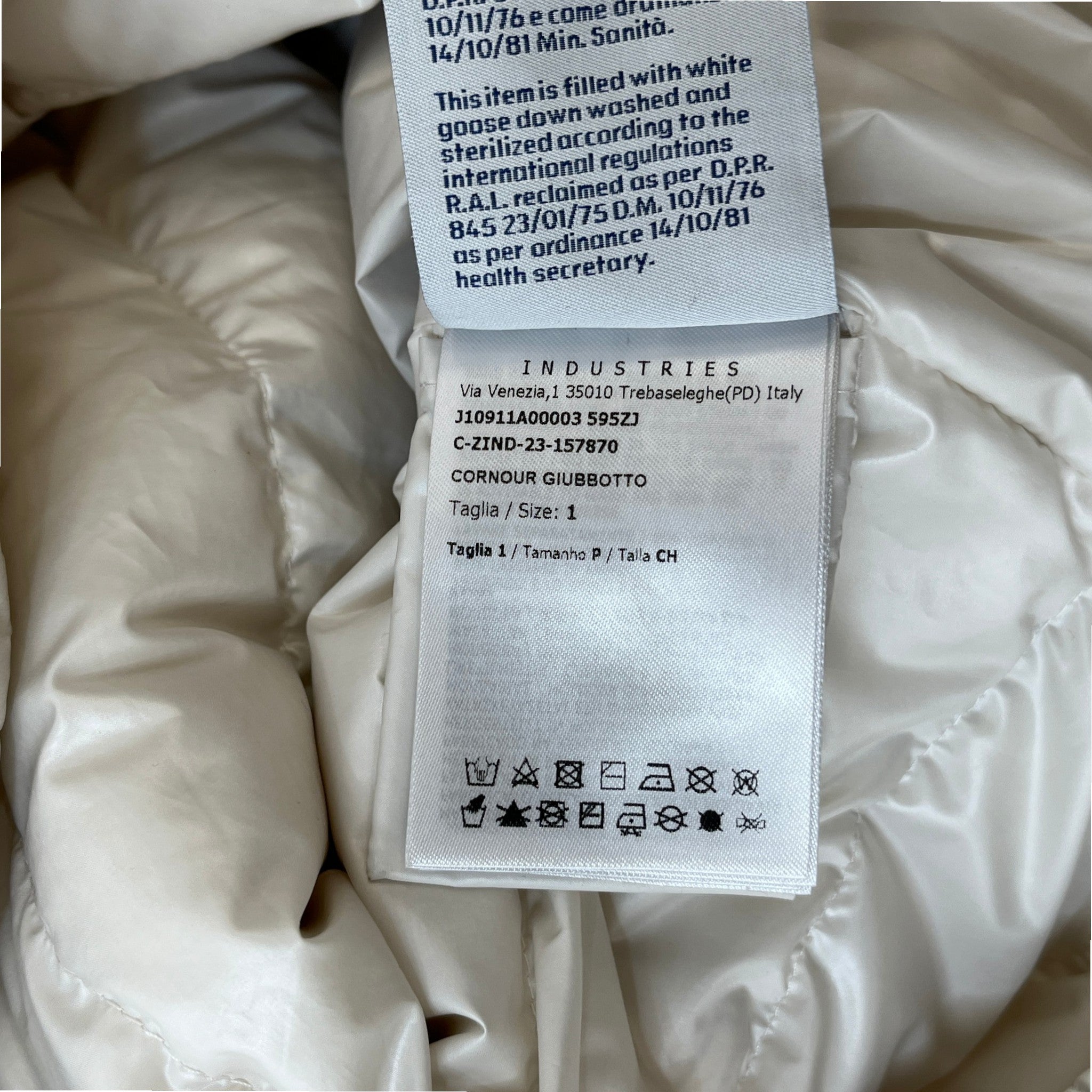 Men's Cornour Down Jacket White Size 1 / S