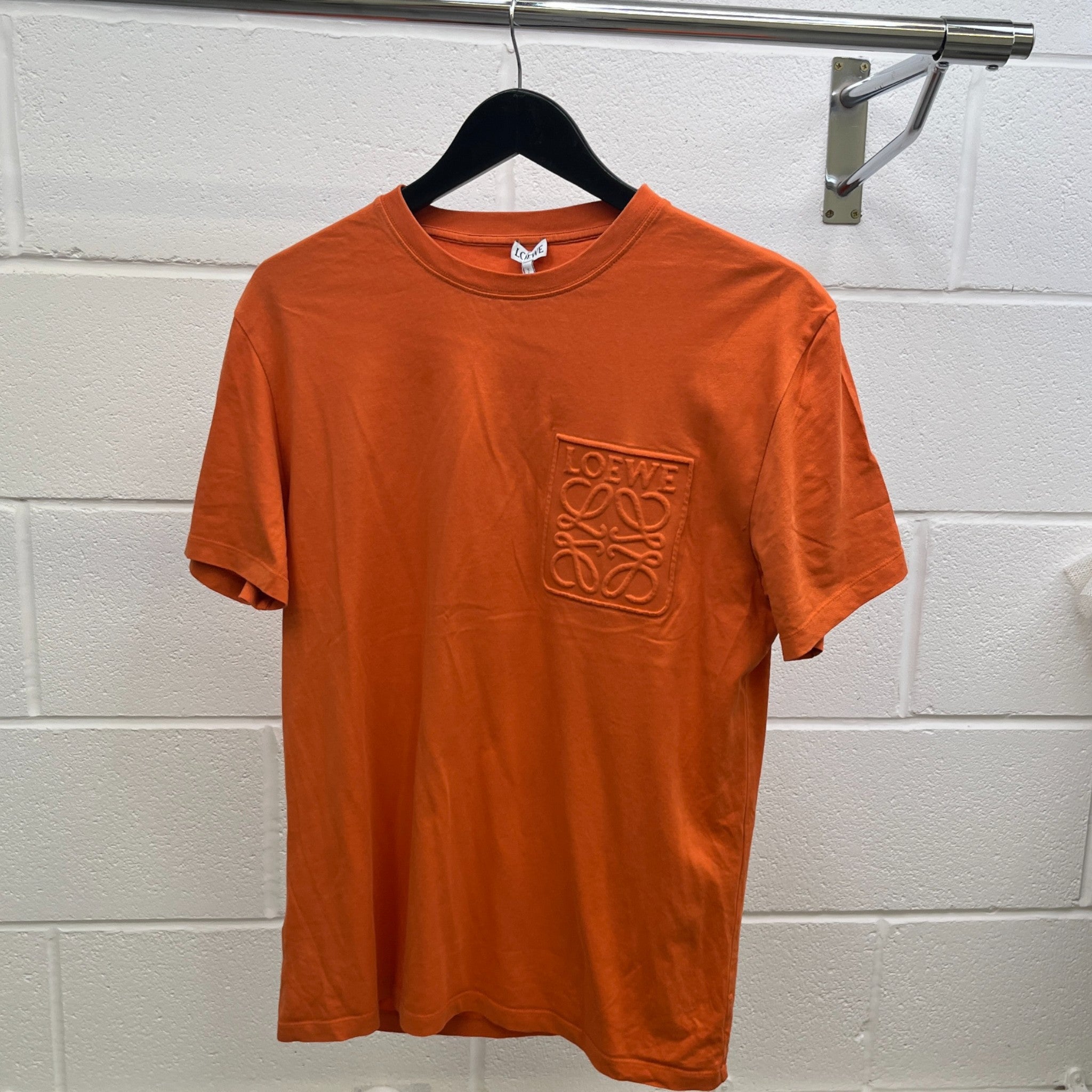 Men's Debossed Anagram T-Shirt Orange Size S