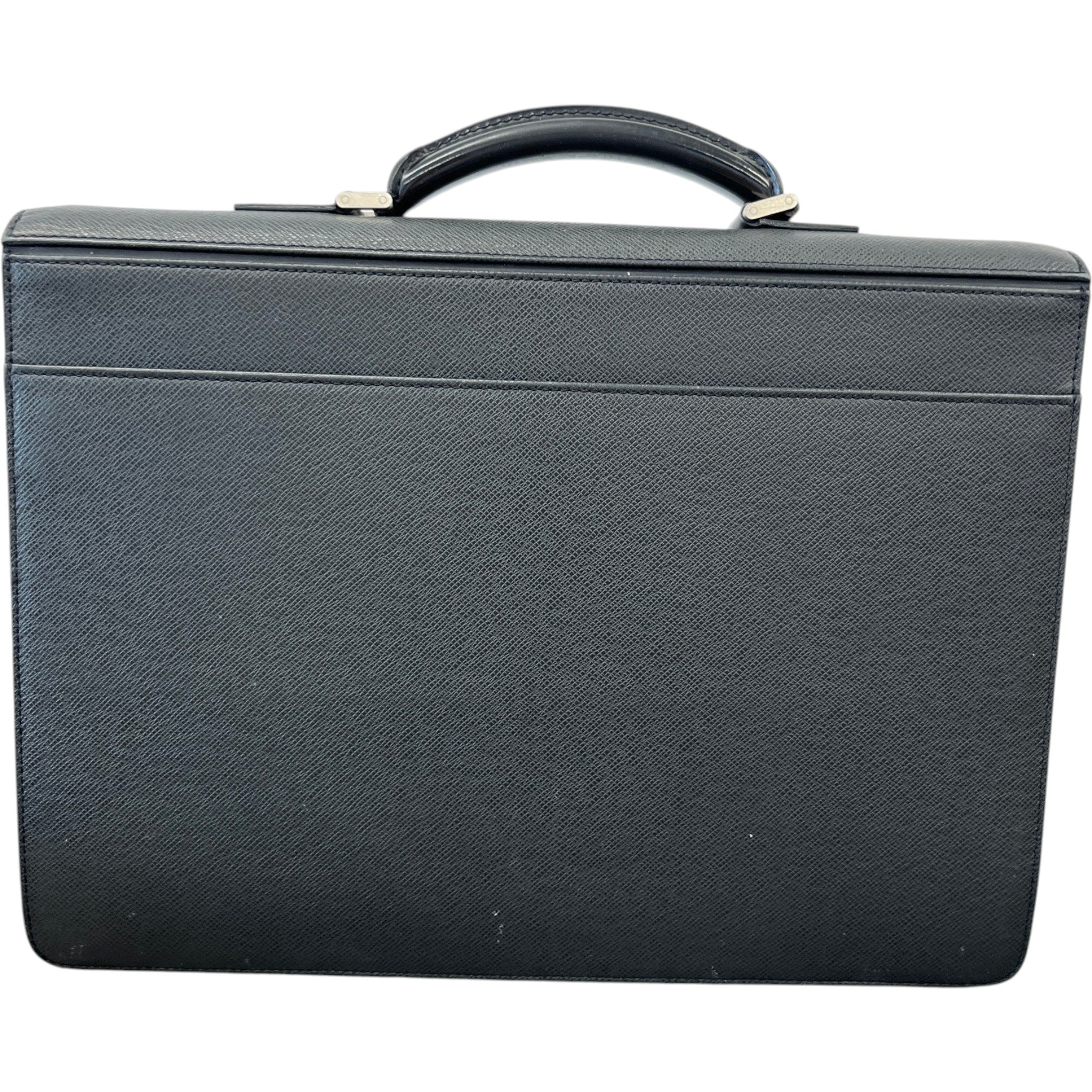Men's Robusto Taiga Leather Briefcase Bag Black