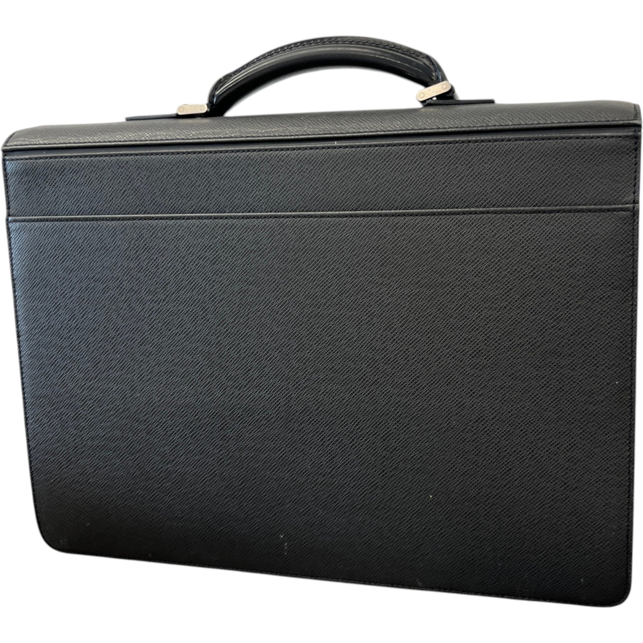 Men's Robusto Taiga Leather Briefcase Bag Black