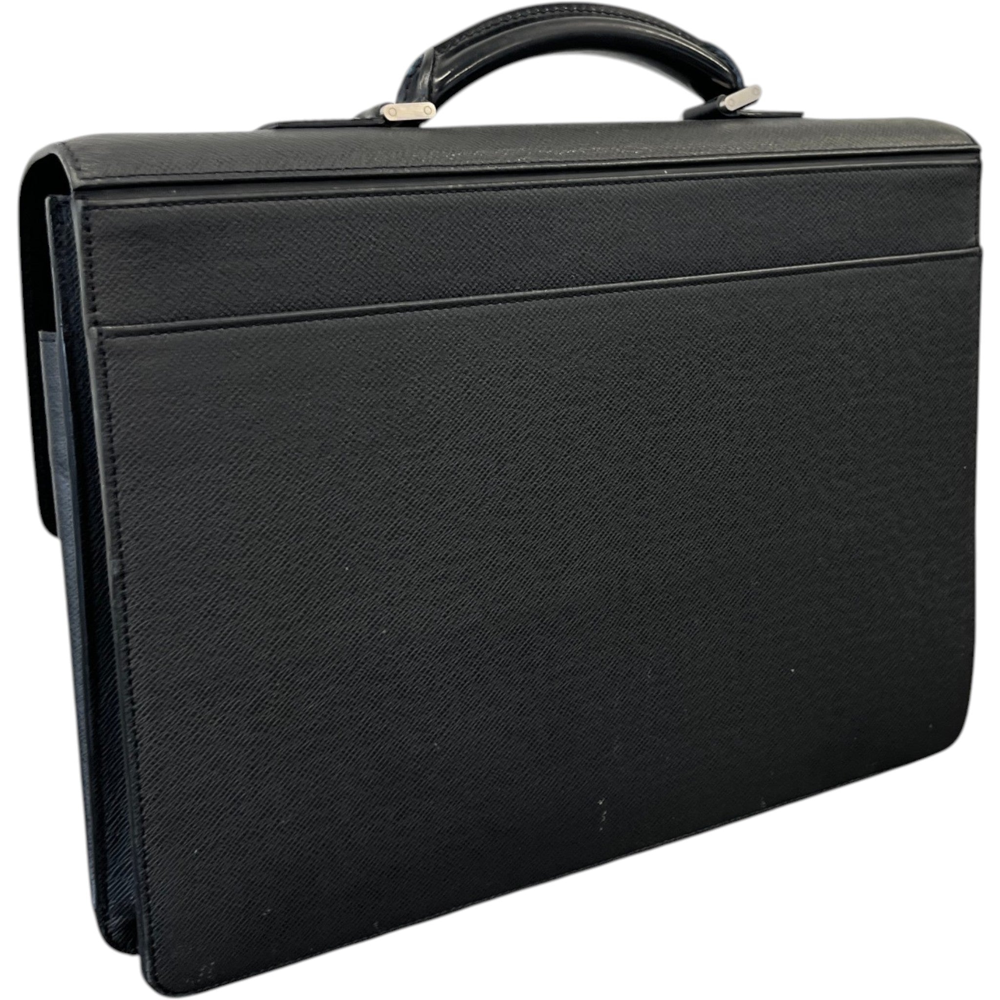 Men's Robusto Taiga Leather Briefcase Bag Black