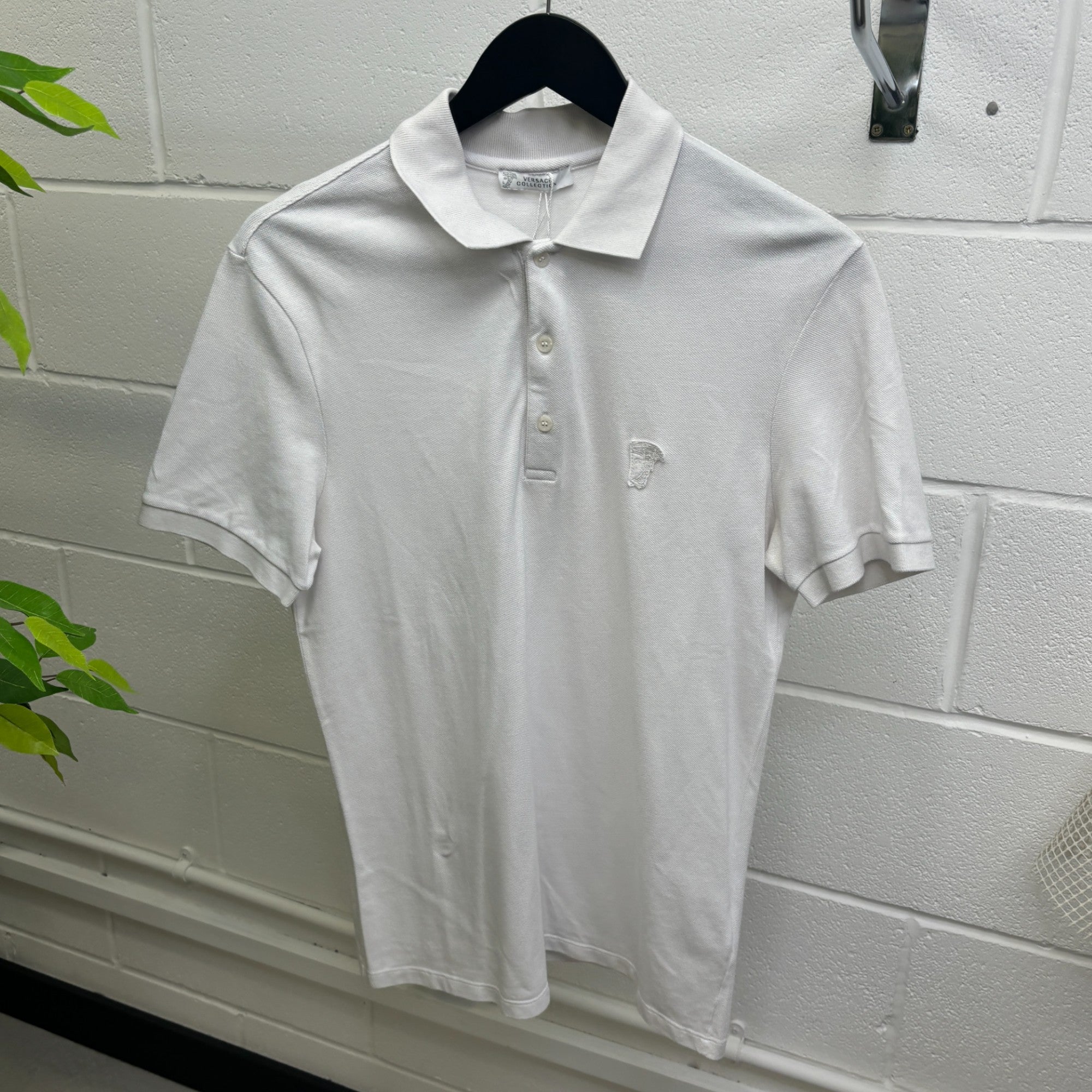 Men's Embroidered Logo Polo Shirt White Size M