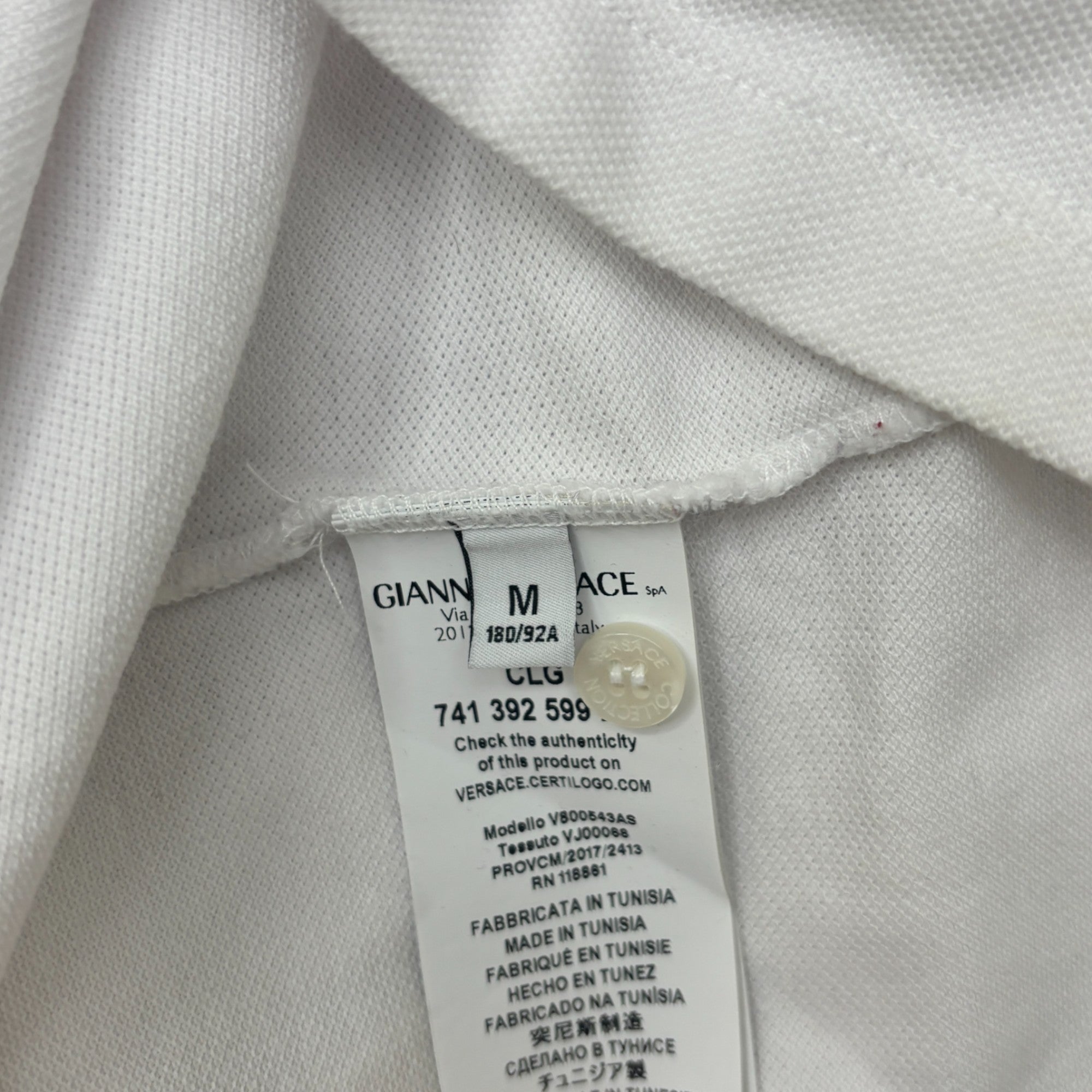 Men's Embroidered Logo Polo Shirt White Size M