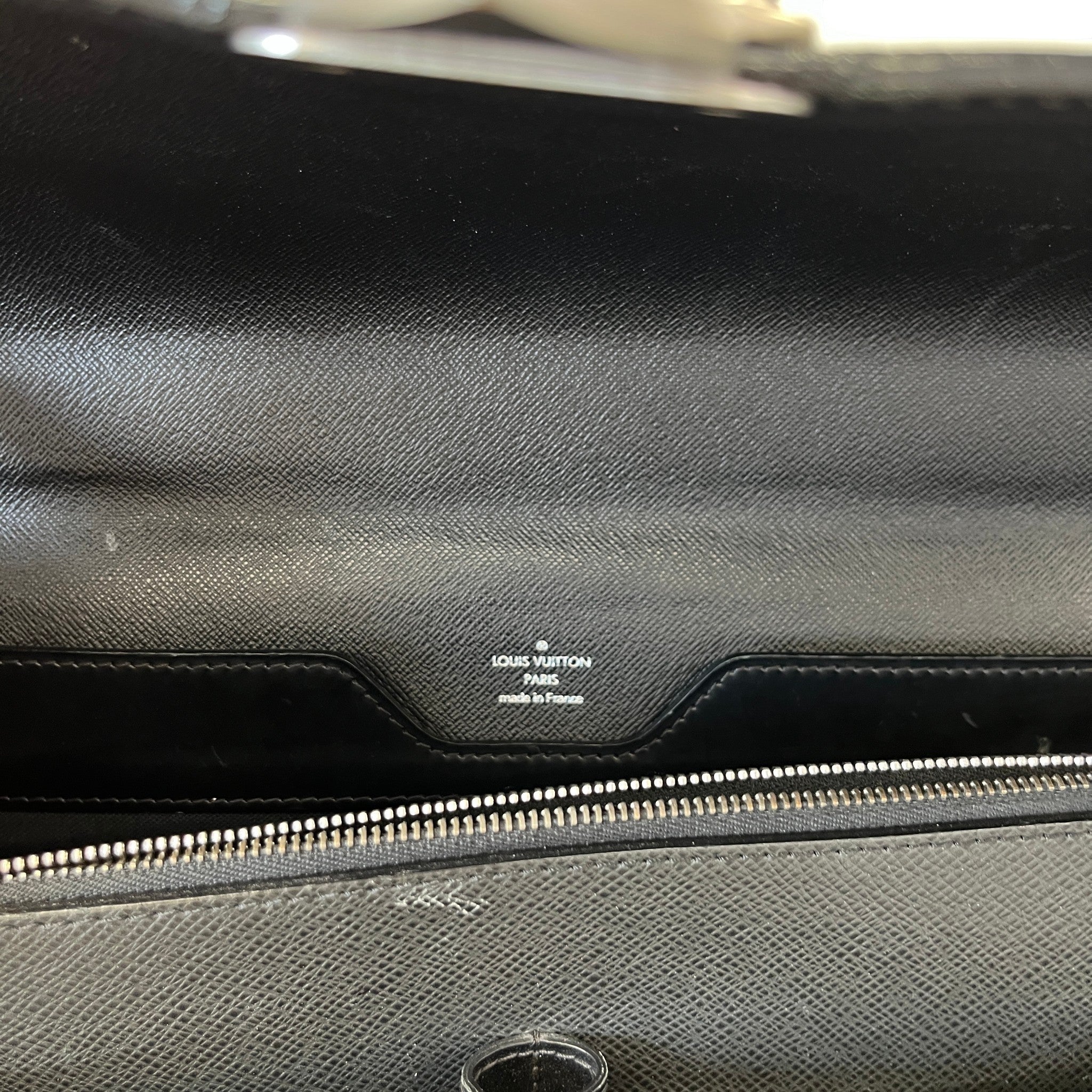 Men's Robusto Taiga Leather Briefcase Bag Black