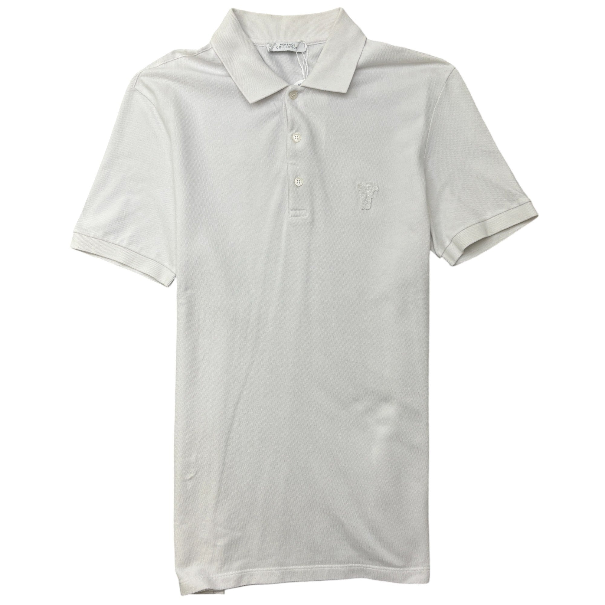 Men's Embroidered Logo Polo Shirt White Size M
