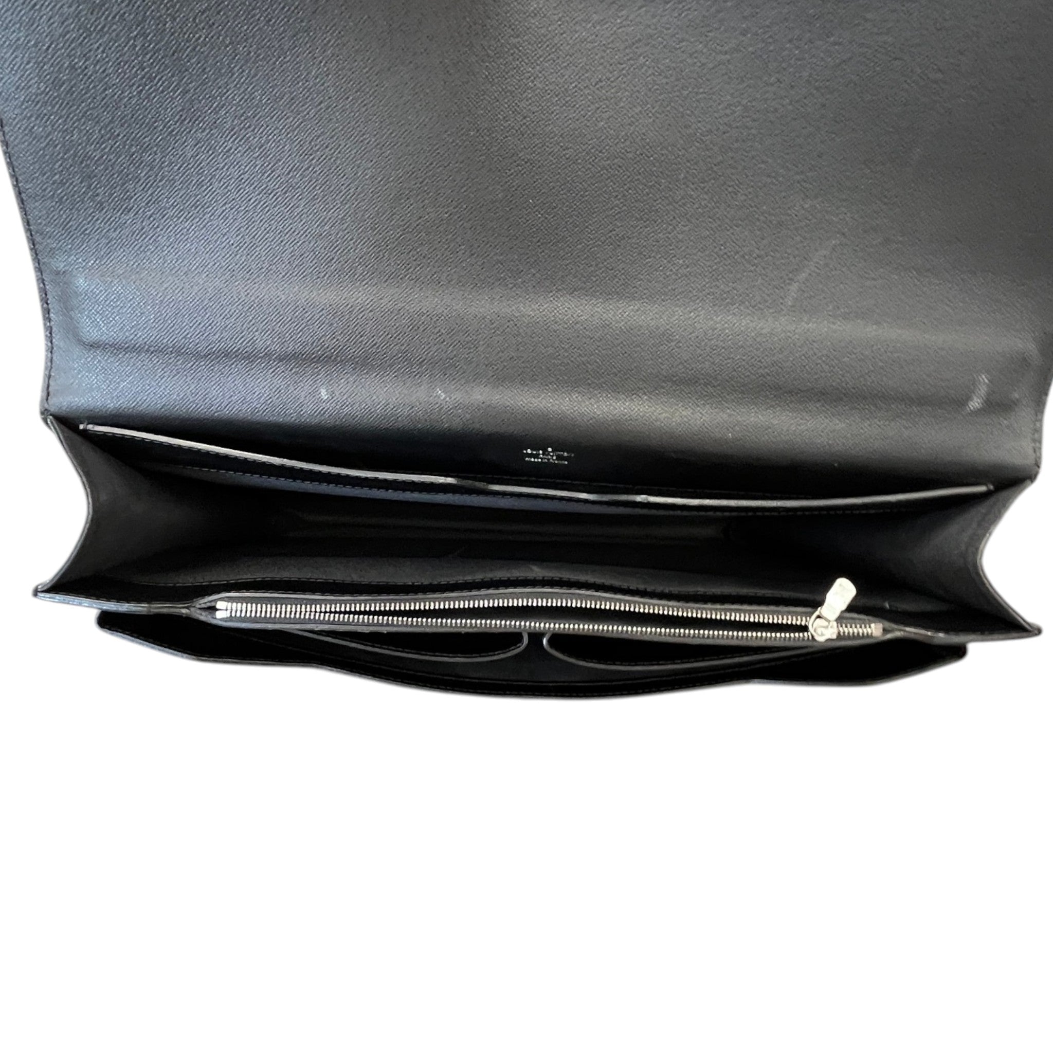Men's Robusto Taiga Leather Briefcase Bag Black