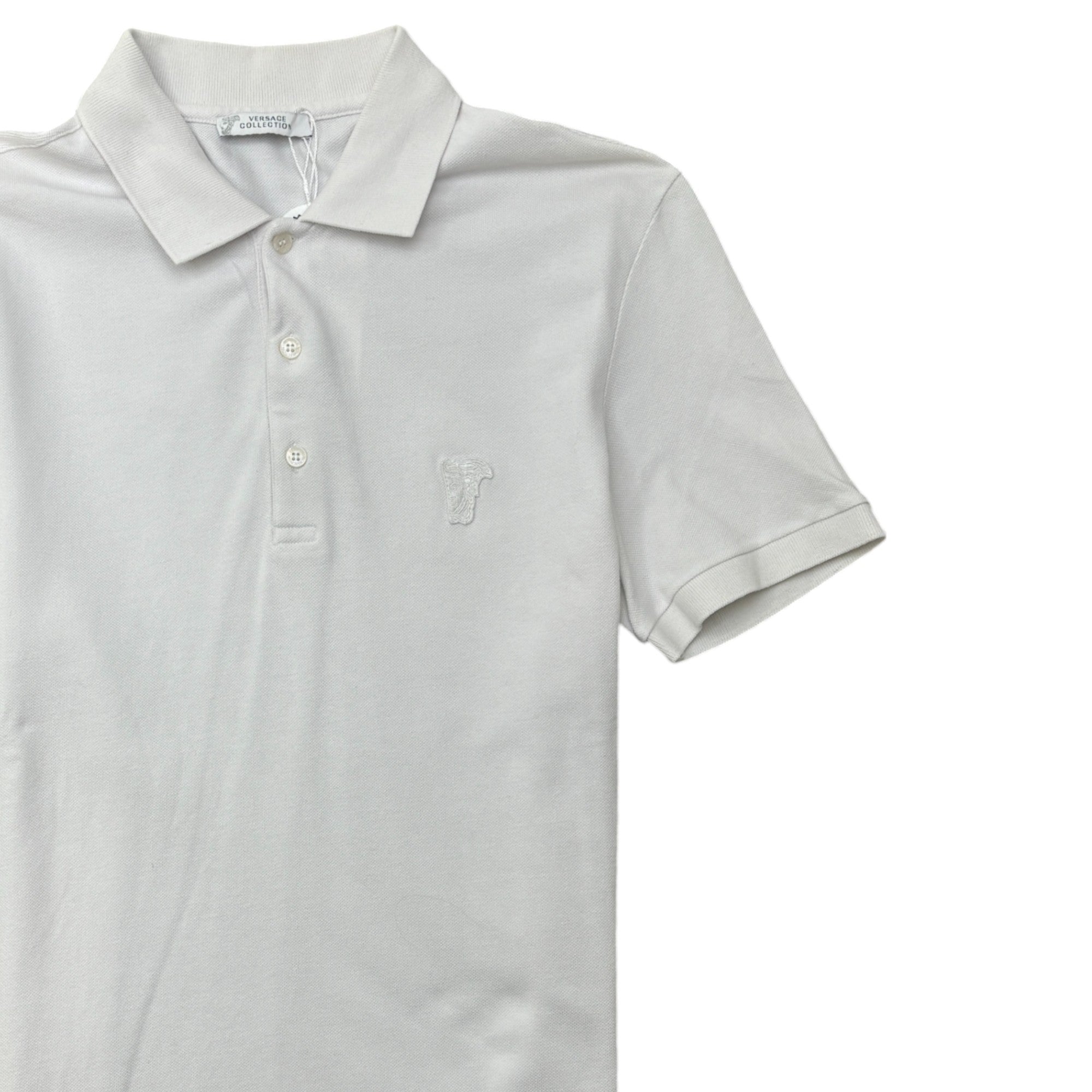 Men's Embroidered Logo Polo Shirt White Size M