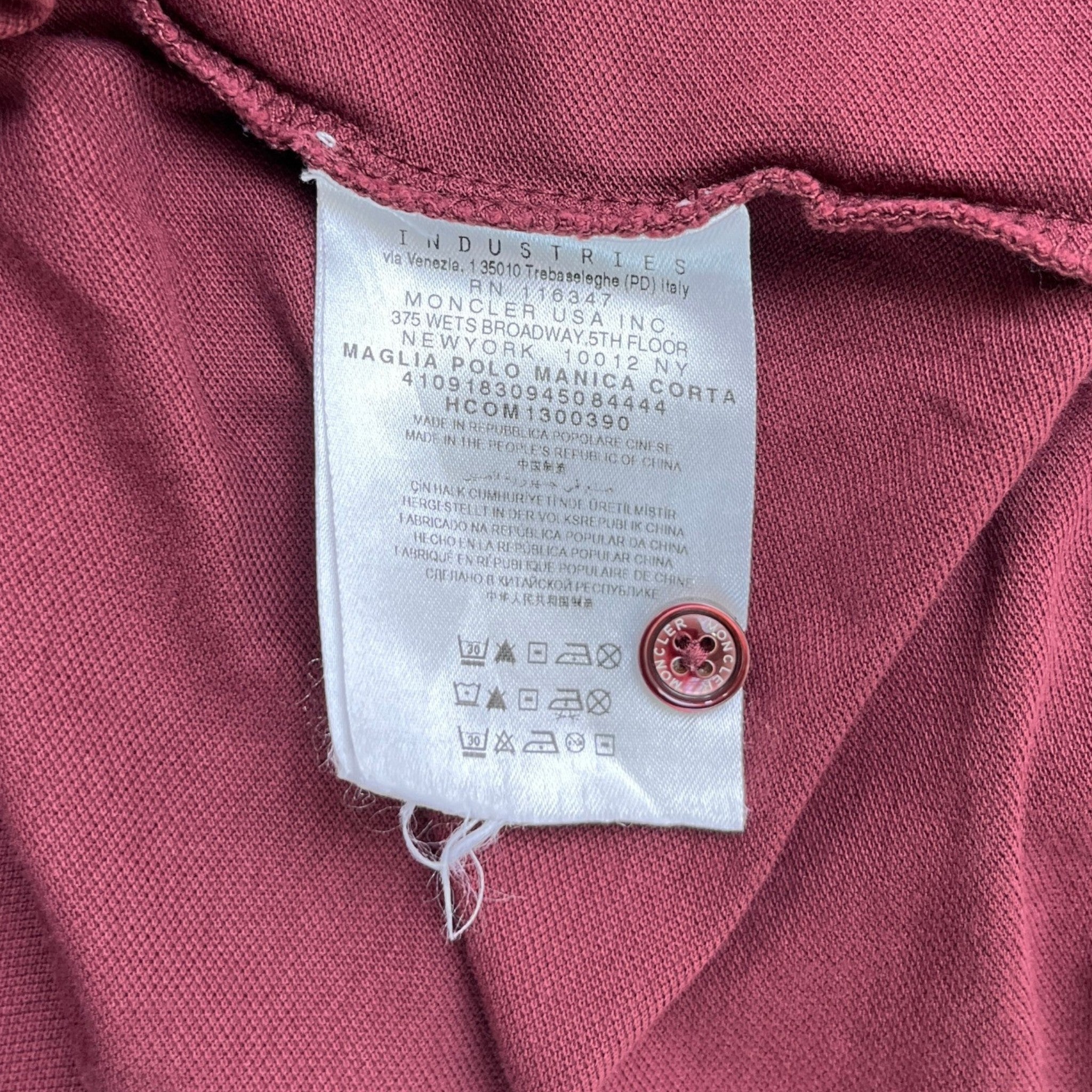 Men's Maglia Polo Shirt Burgundy Size L
