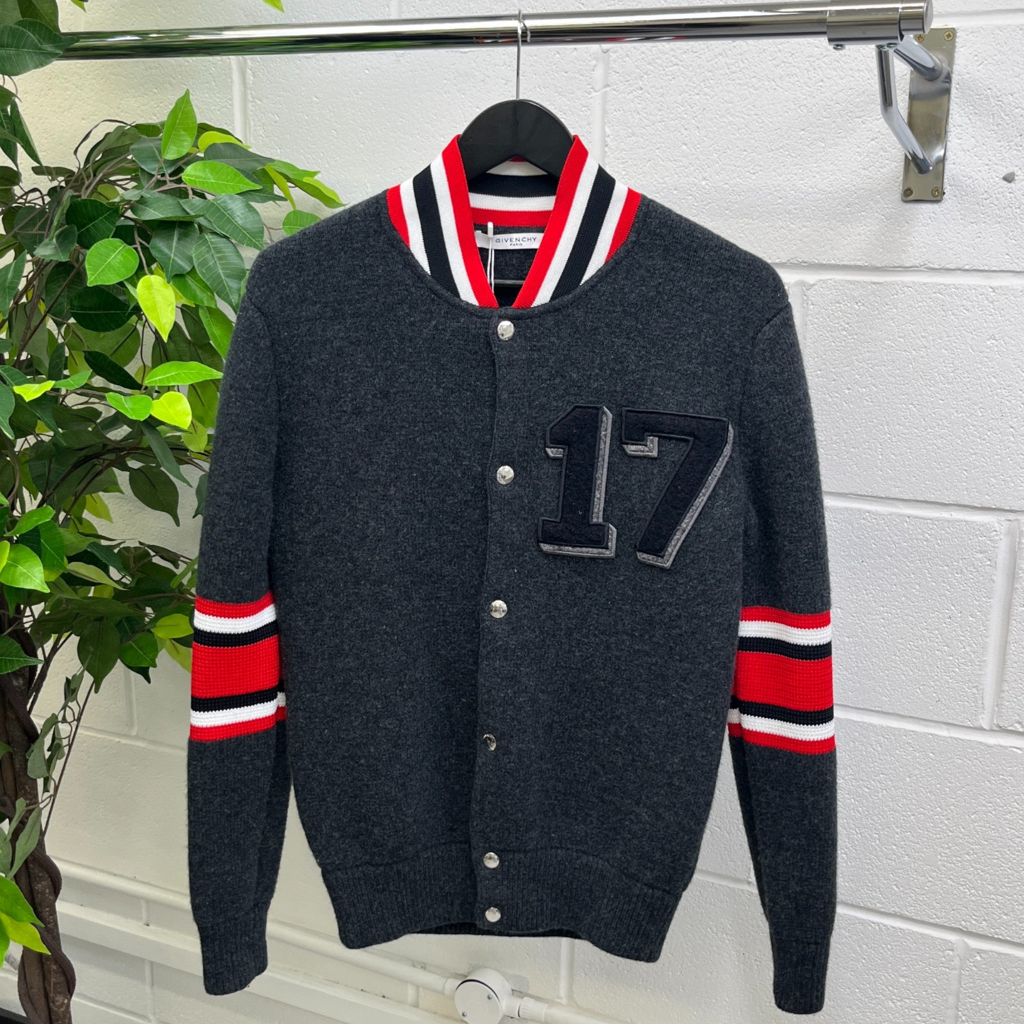 Men's Wool Varsity Jacket Grey Size S