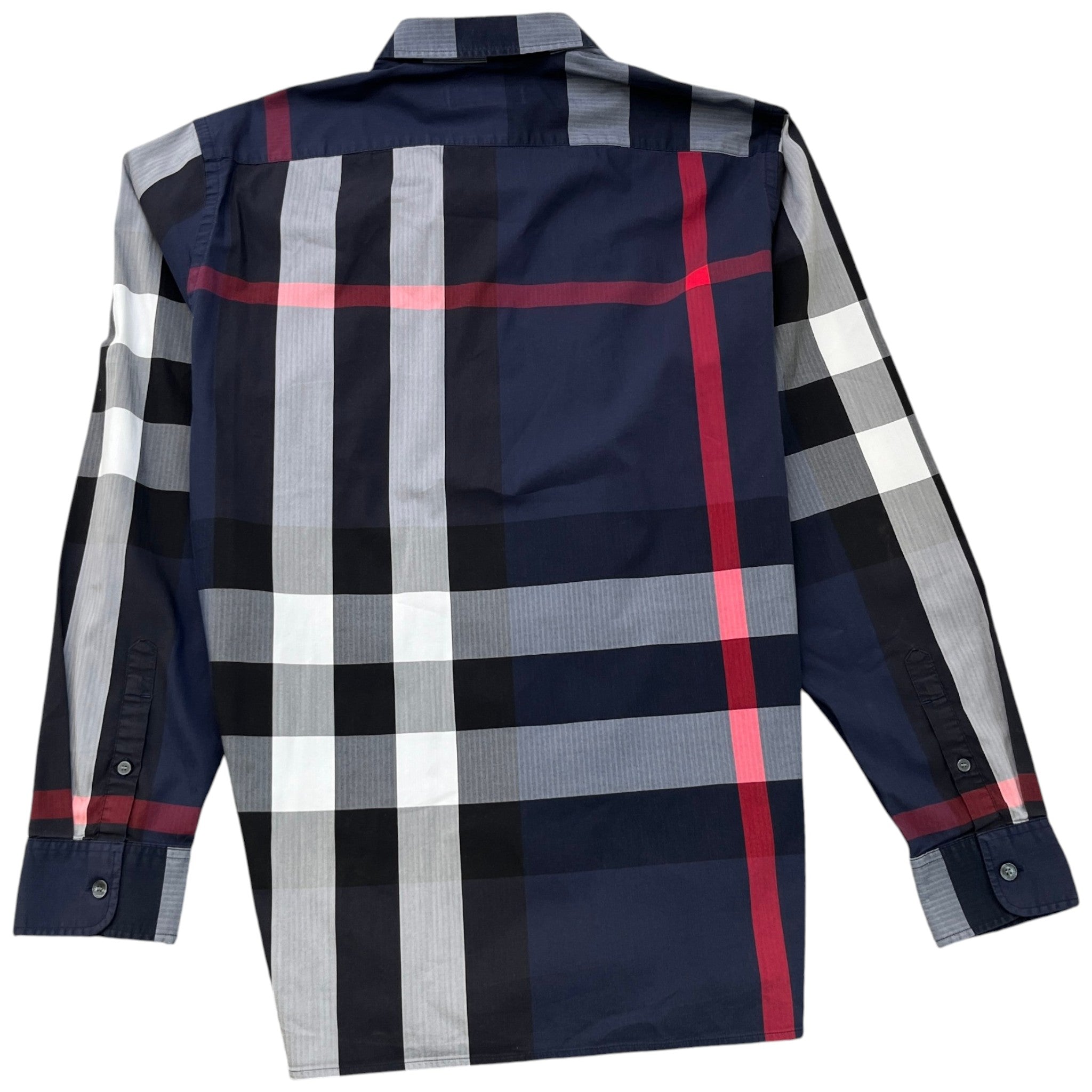Men's Check Print Long Sleeve Shirt Navy Size L