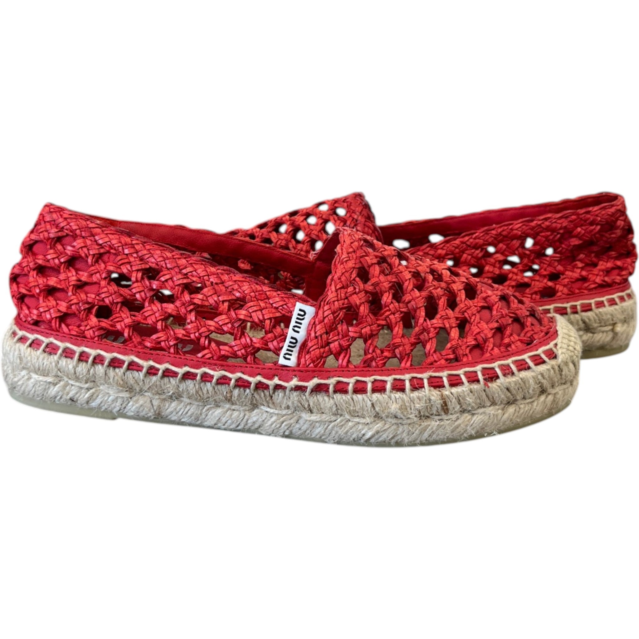 Women's Woven Espadrilles Red Size EU 35 / UK 2