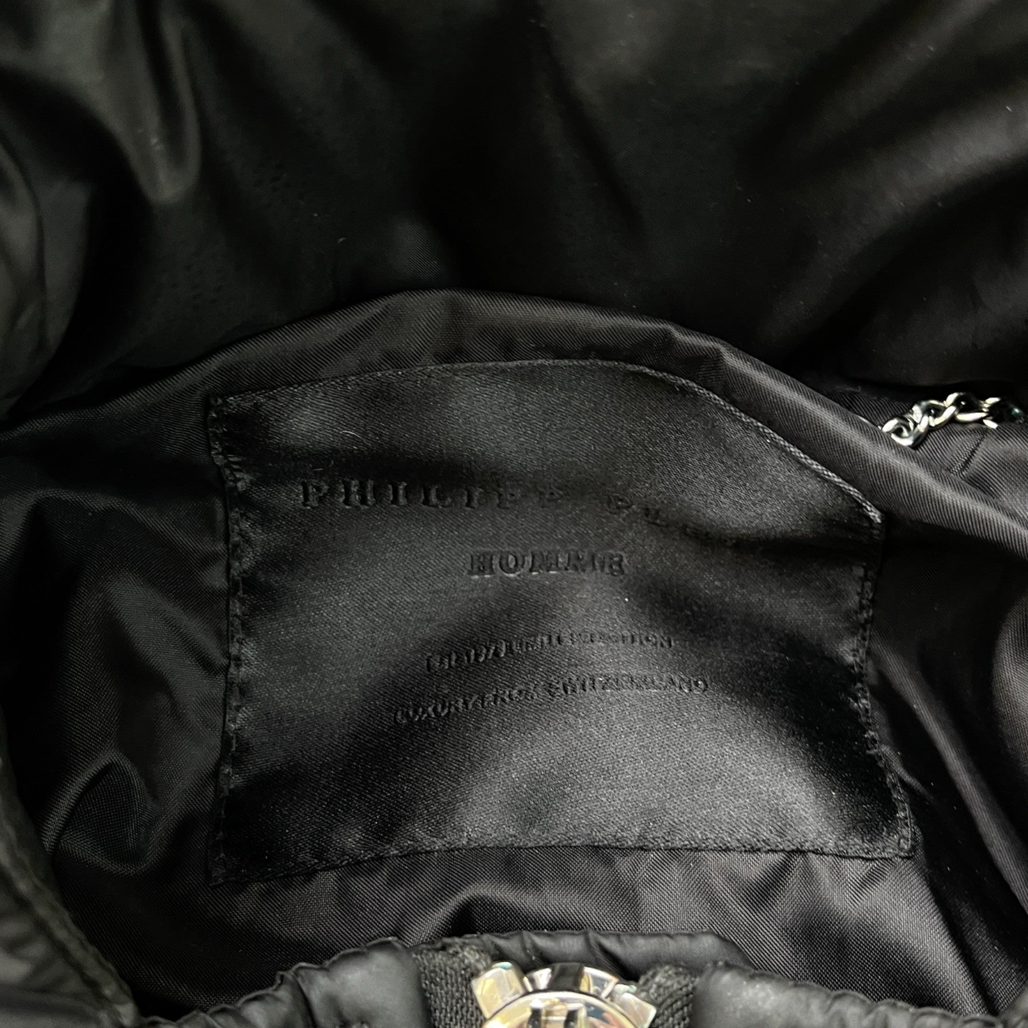 Men's Plaque Logo Down Jacket Black Size S