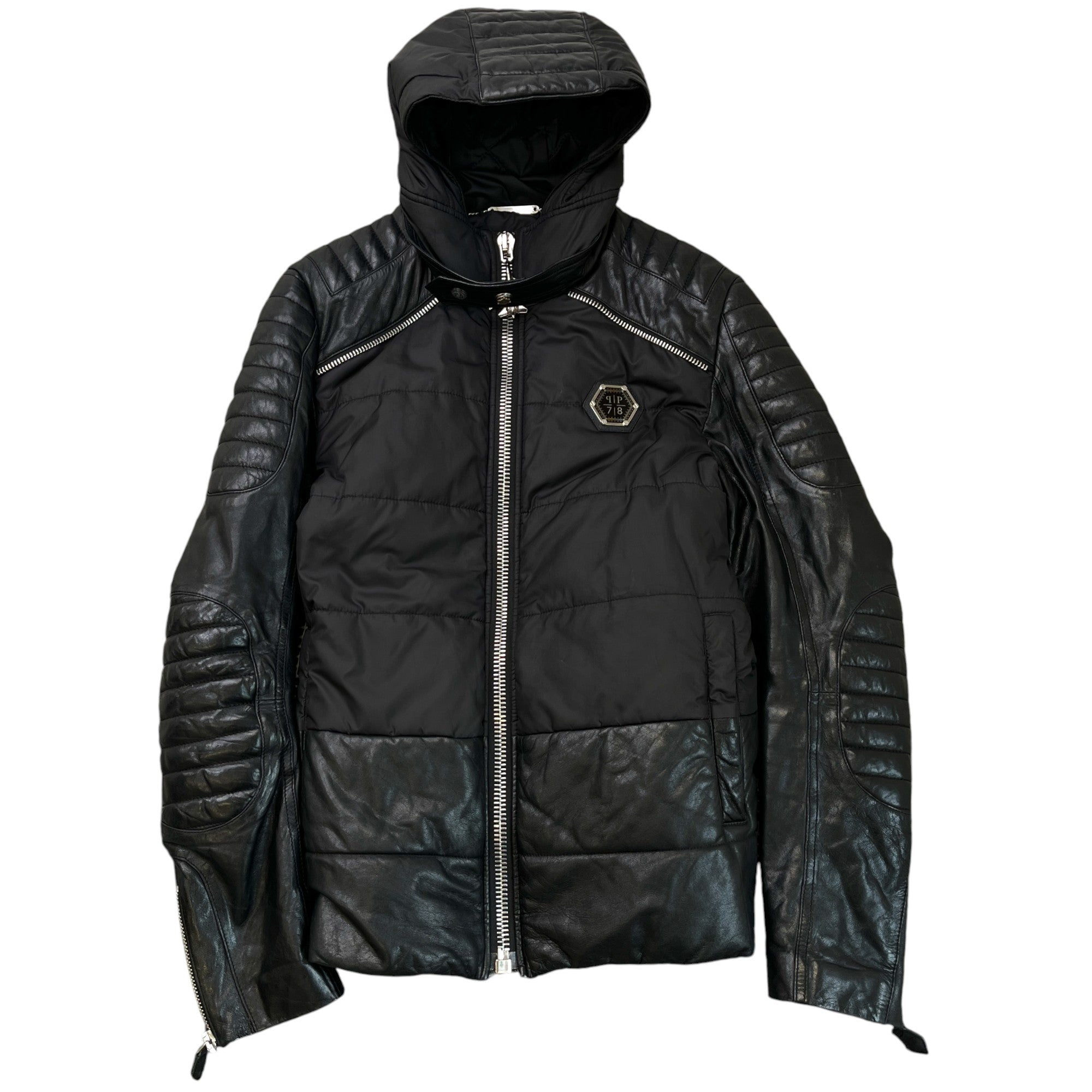 Men's Plaque Logo Down Jacket Black Size S