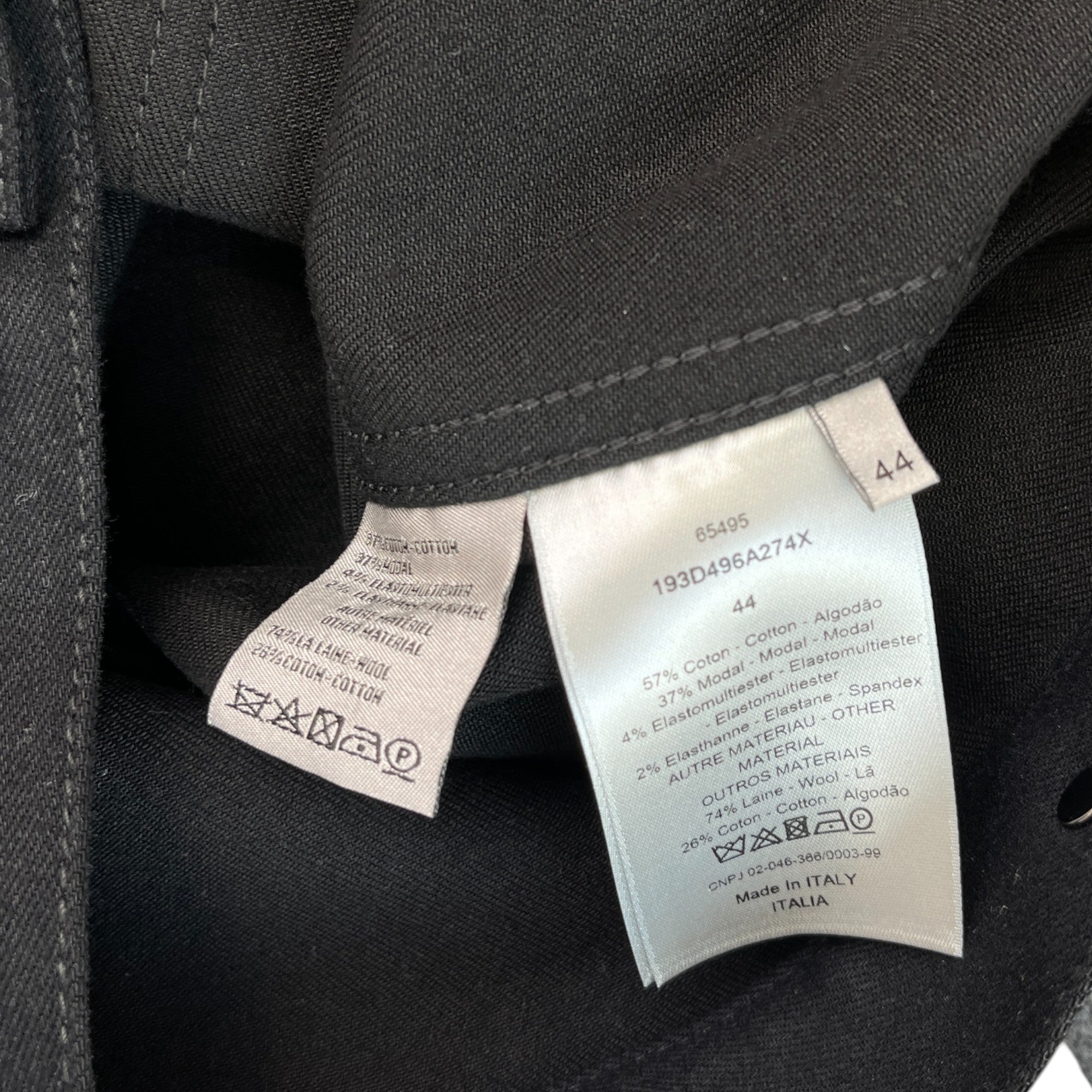 Men's Woollen Sleeves Embroidered Logo Jacket Black Size IT 44 / XS