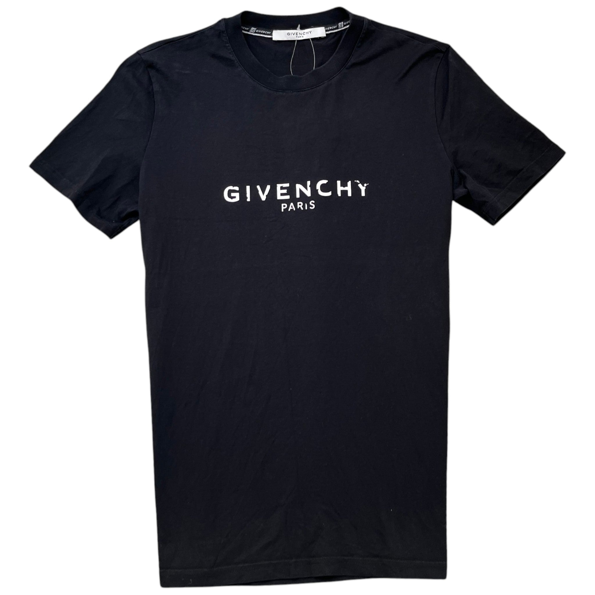 Men's Distressed Logo Print T-Shirt Black Size S