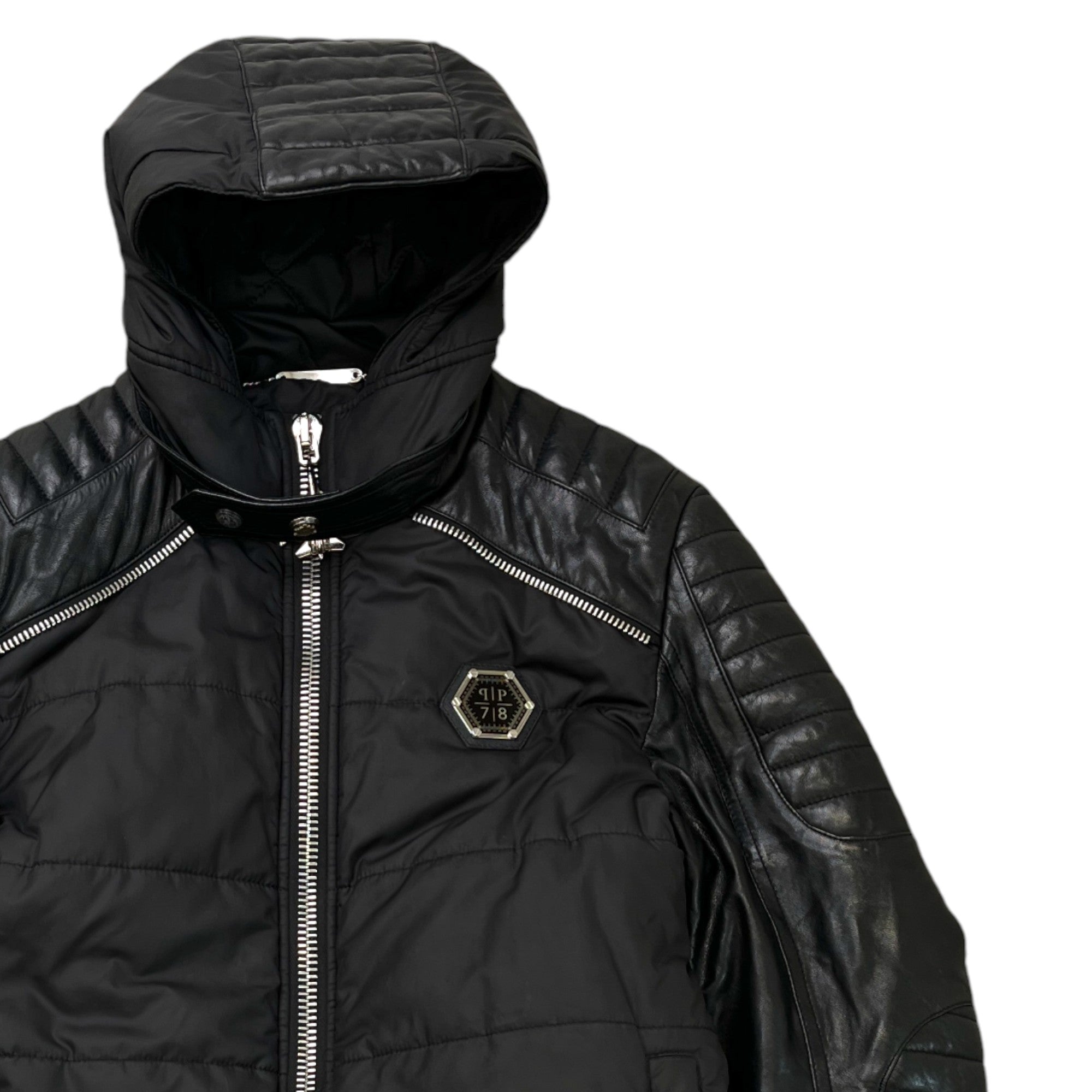 Men's Plaque Logo Down Jacket Black Size S