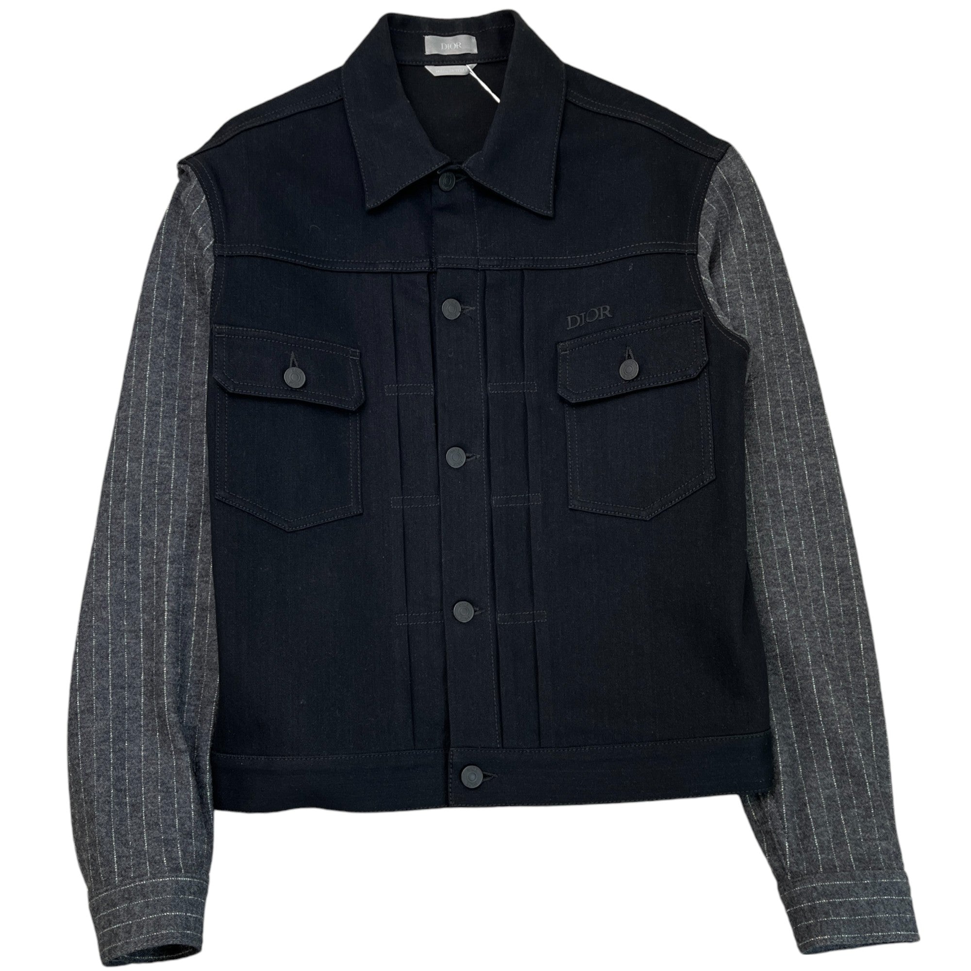 Men's Woollen Sleeves Embroidered Logo Jacket Black Size IT 44 / XS