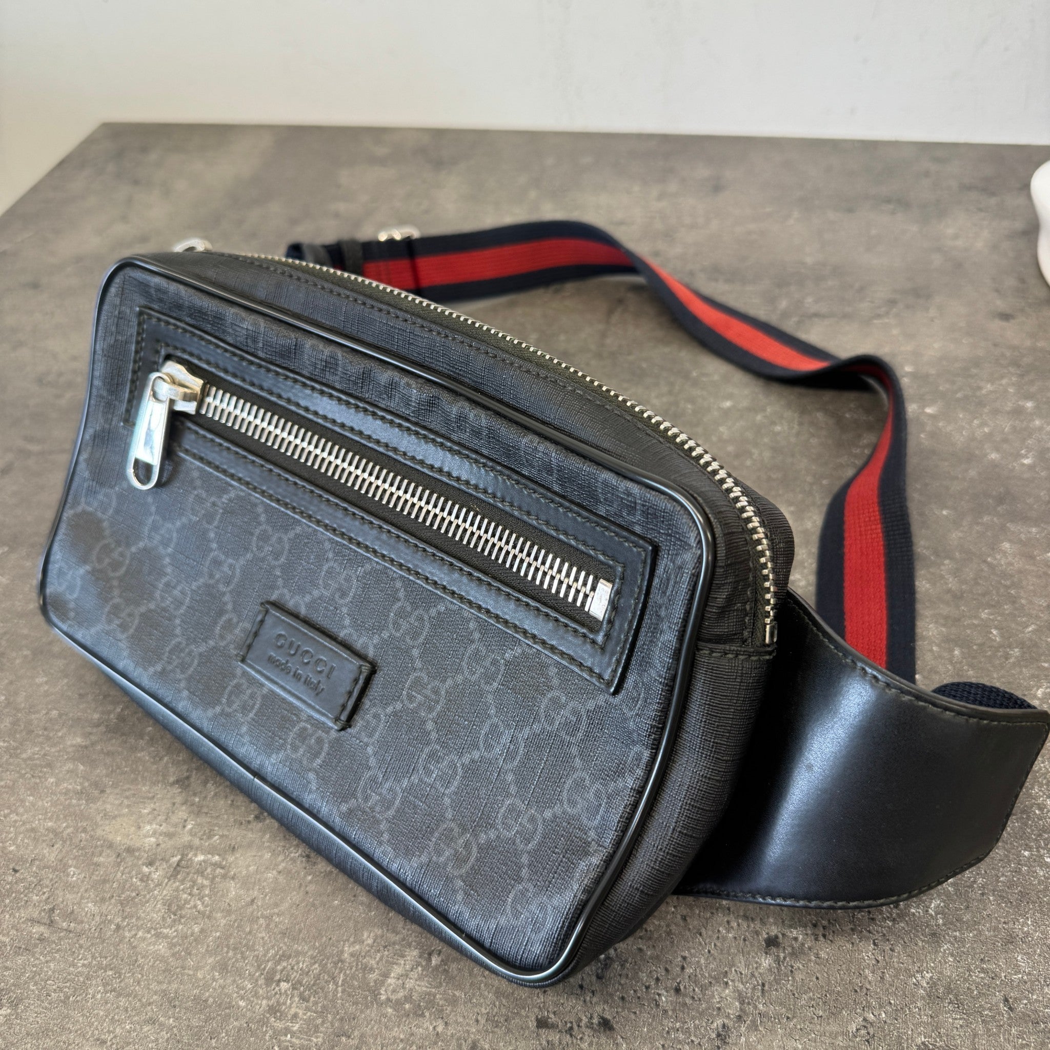 Men's Gg Supreme Web Belt Bag Black