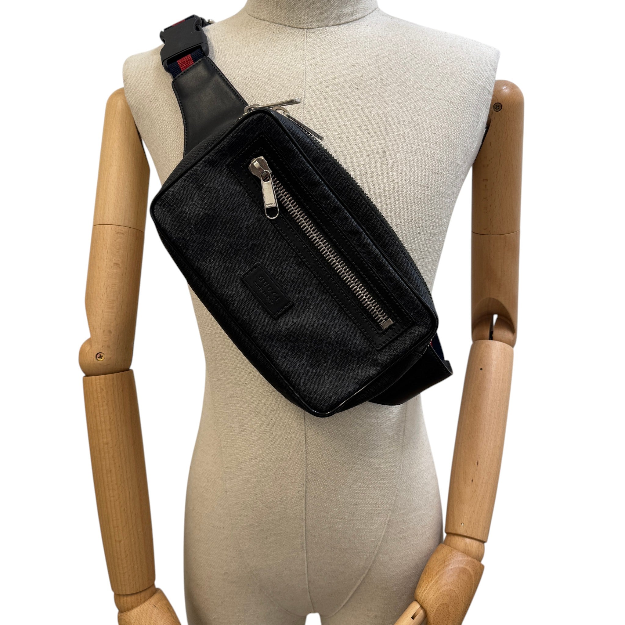 Men's Gg Supreme Web Belt Bag Black
