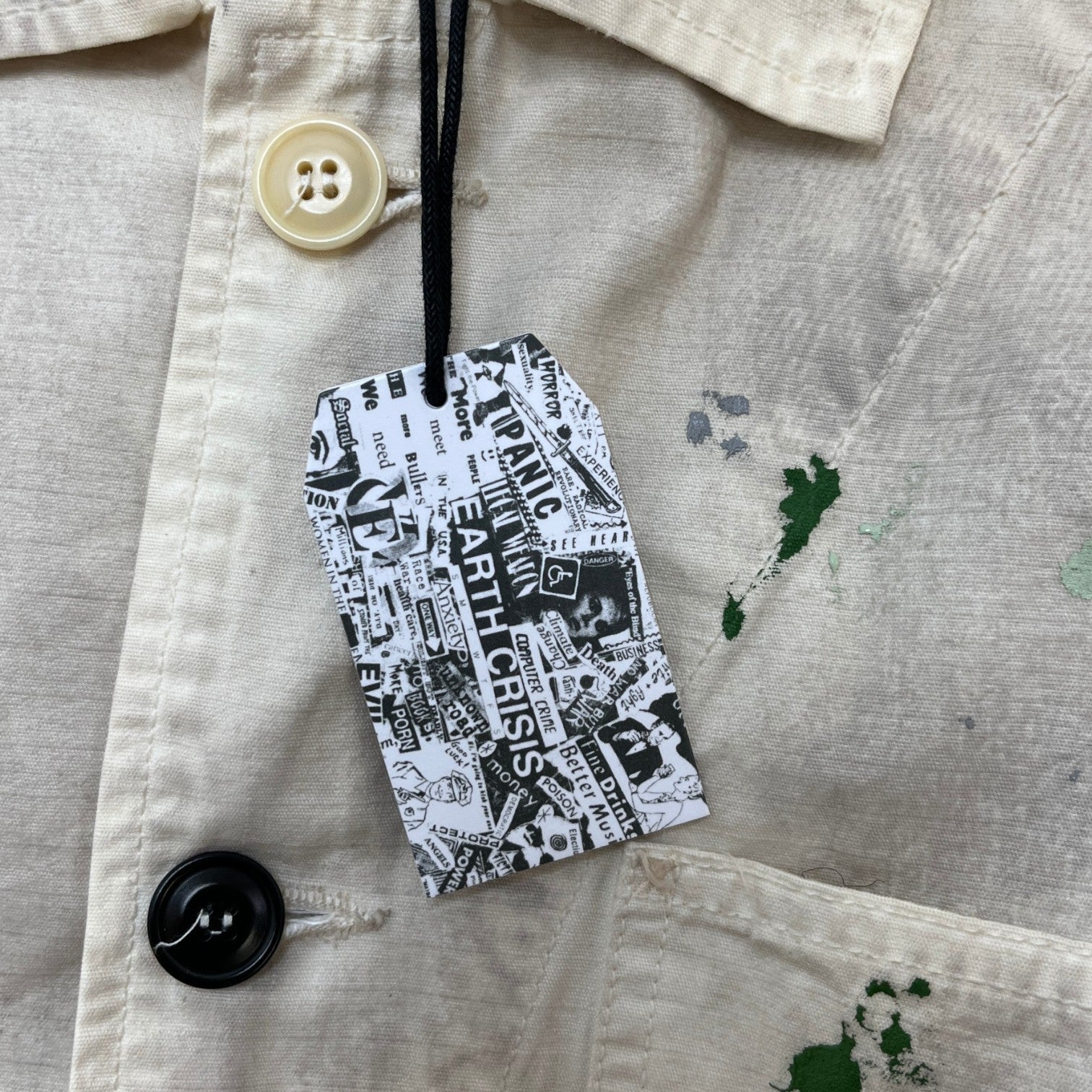 Men's Ep Painted Splatter Jacket Cream Size M