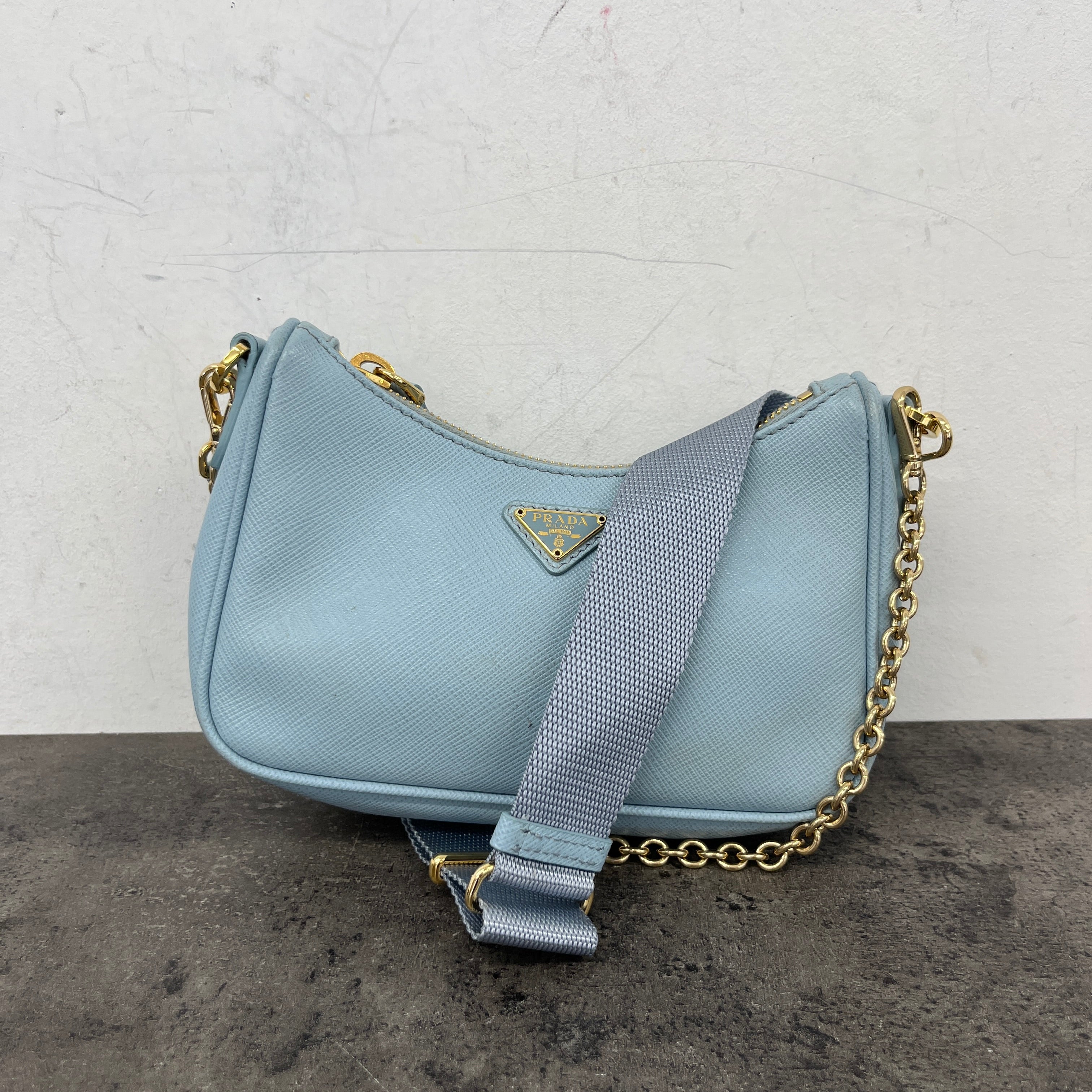 Women's Reedition Mini Saffiano Pochette Bag Blue