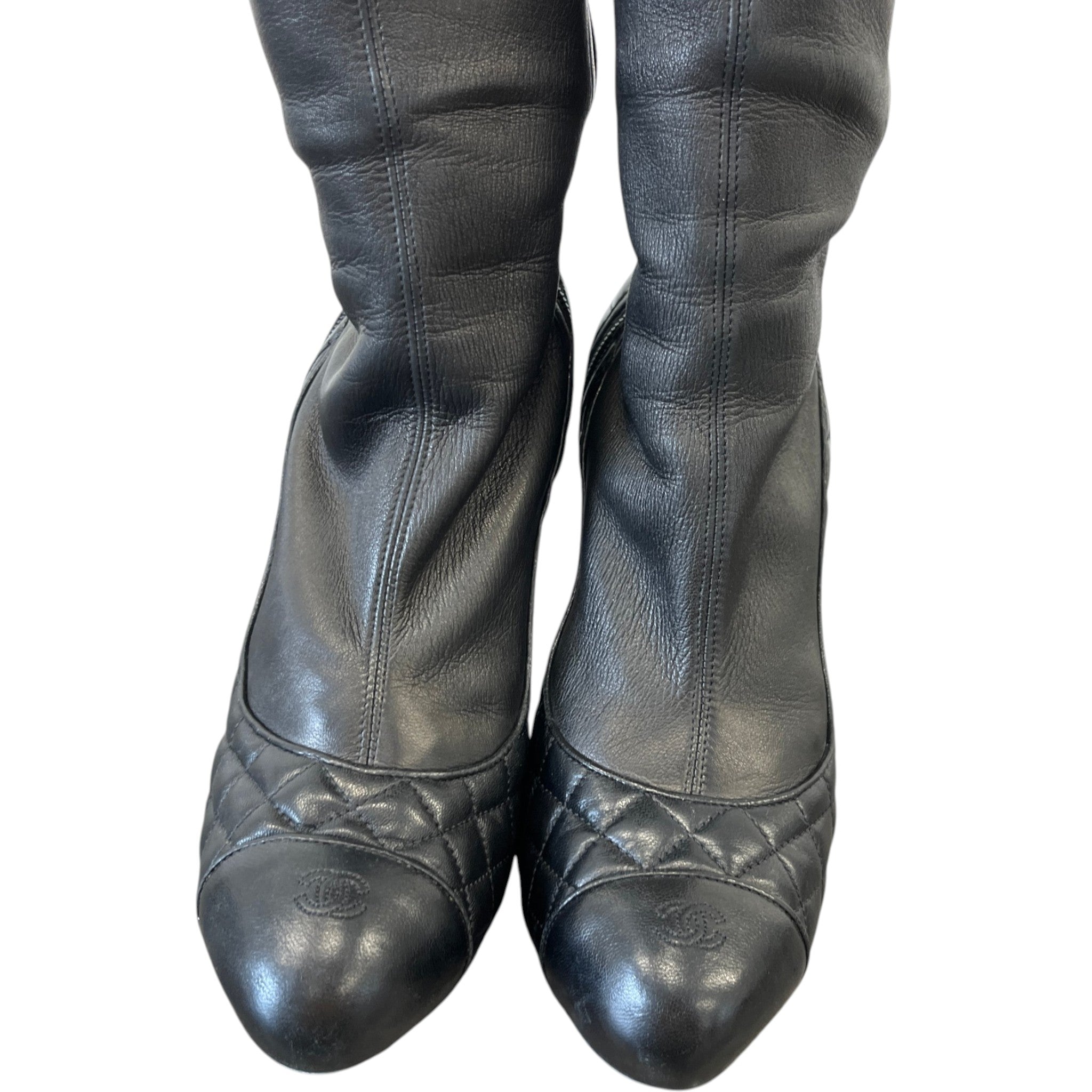Women's Cc Quilted Knee High Boots Black Size EU 40 / UK 7