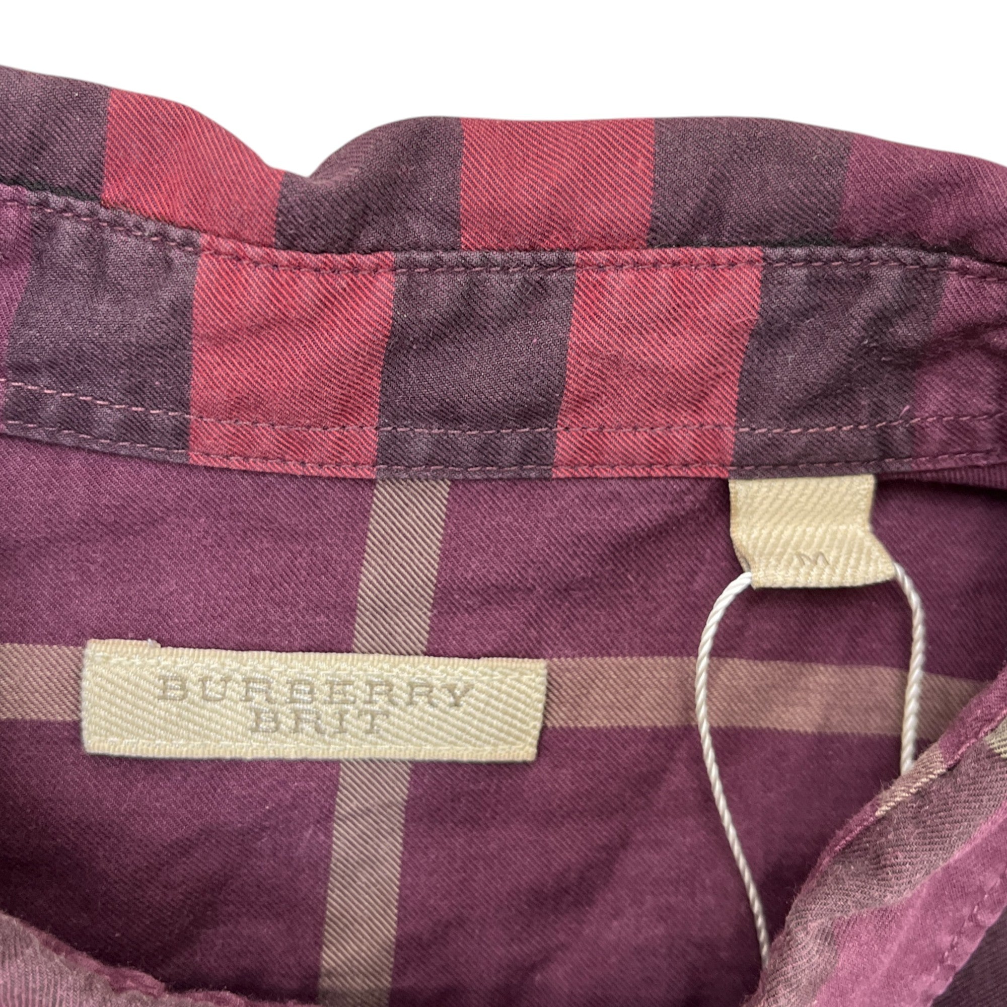 Men's Checkered Shirt Burgundy Size M